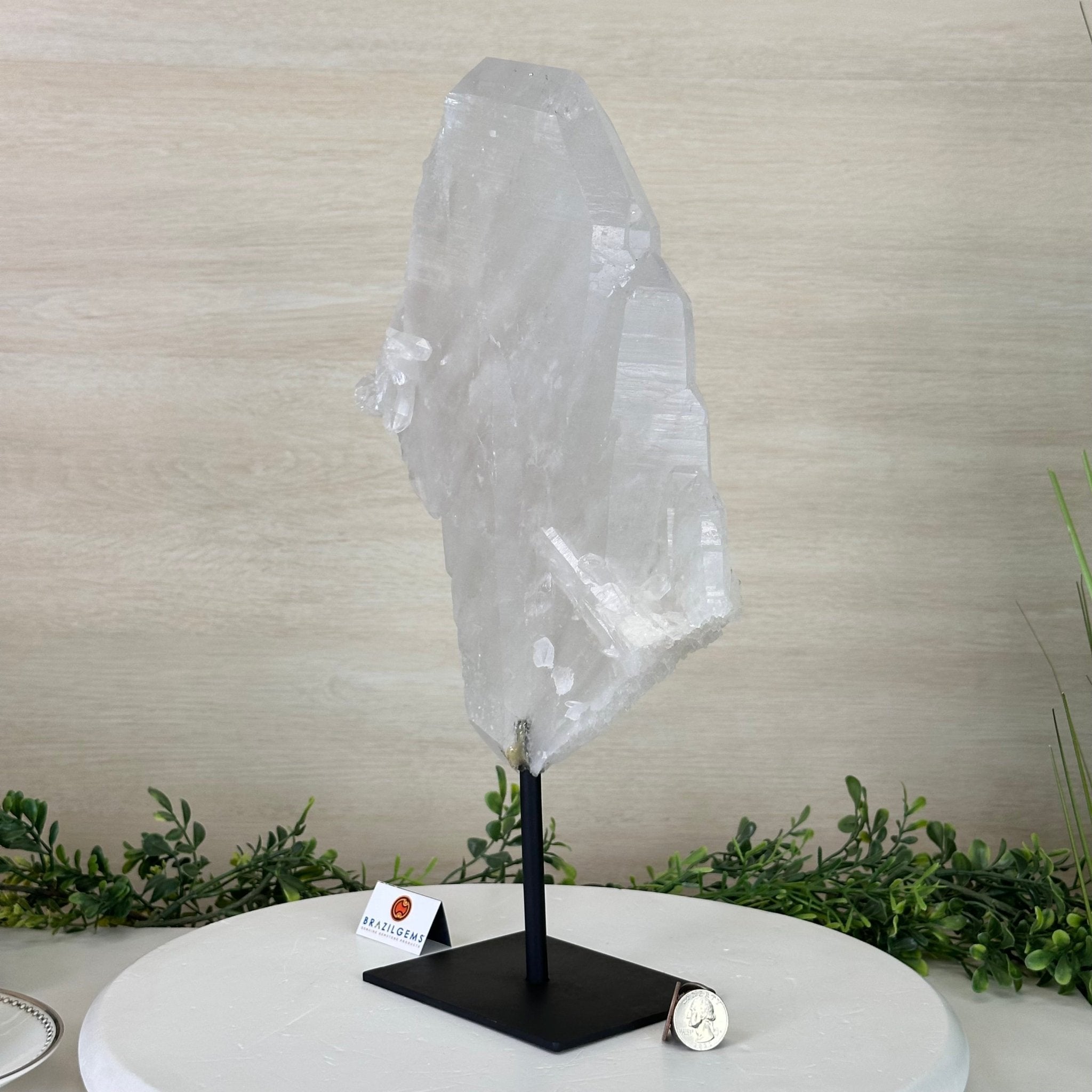 Clear Quartz Crystal Point on a Metal Stand, 9.3 lbs & 15.9" Tall #3122CQ - 020 - Brazil GemsBrazil GemsClear Quartz Crystal Point on a Metal Stand, 9.3 lbs & 15.9" Tall #3122CQ - 020Crystal Points3122CQ - 020