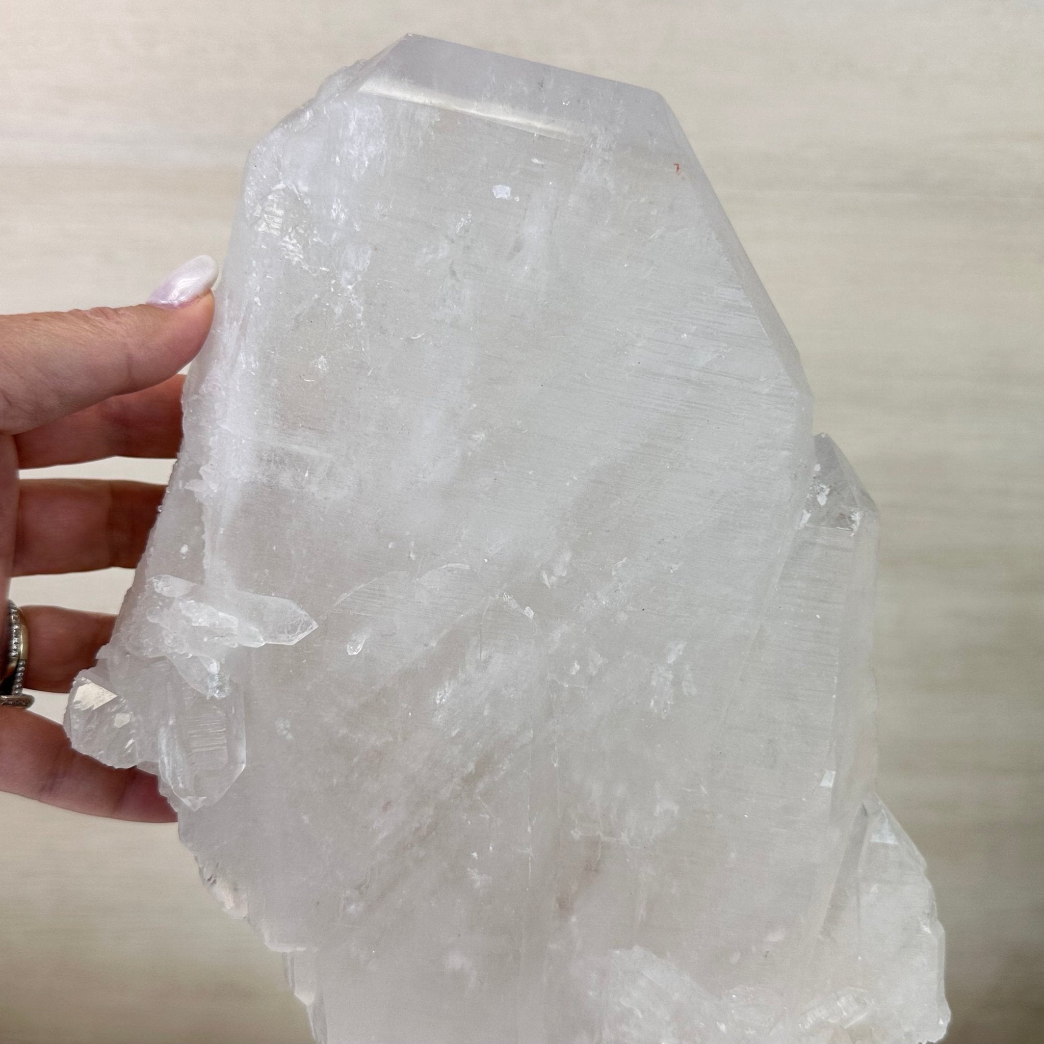 Clear Quartz Crystal Point on a Metal Stand, 9.3 lbs & 15.9" Tall #3122CQ - 020 - Brazil GemsBrazil GemsClear Quartz Crystal Point on a Metal Stand, 9.3 lbs & 15.9" Tall #3122CQ - 020Crystal Points3122CQ - 020