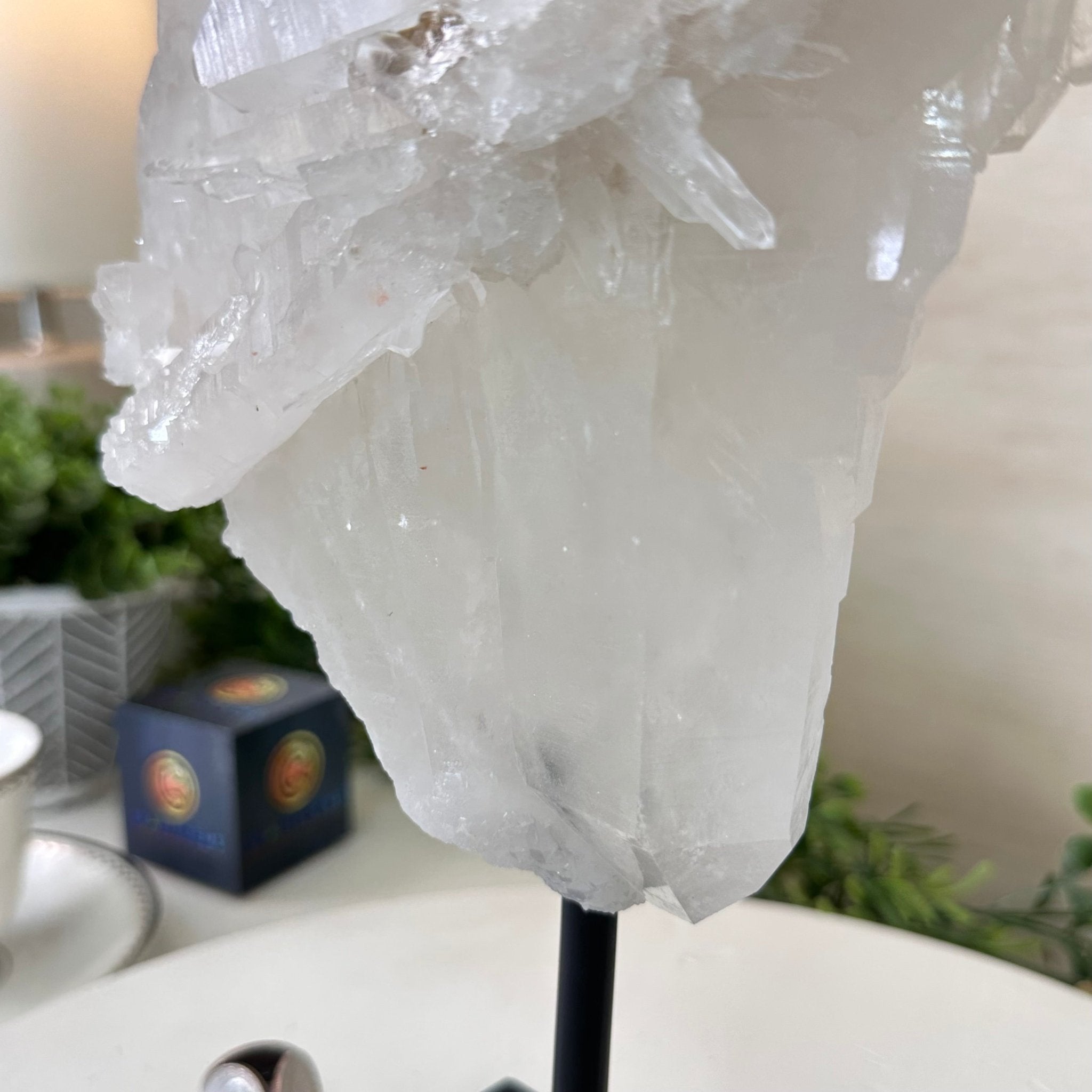 Clear Quartz Crystal Point on a Metal Stand, 9.3 lbs & 15.9" Tall #3122CQ - 020 - Brazil GemsBrazil GemsClear Quartz Crystal Point on a Metal Stand, 9.3 lbs & 15.9" Tall #3122CQ - 020Crystal Points3122CQ - 020