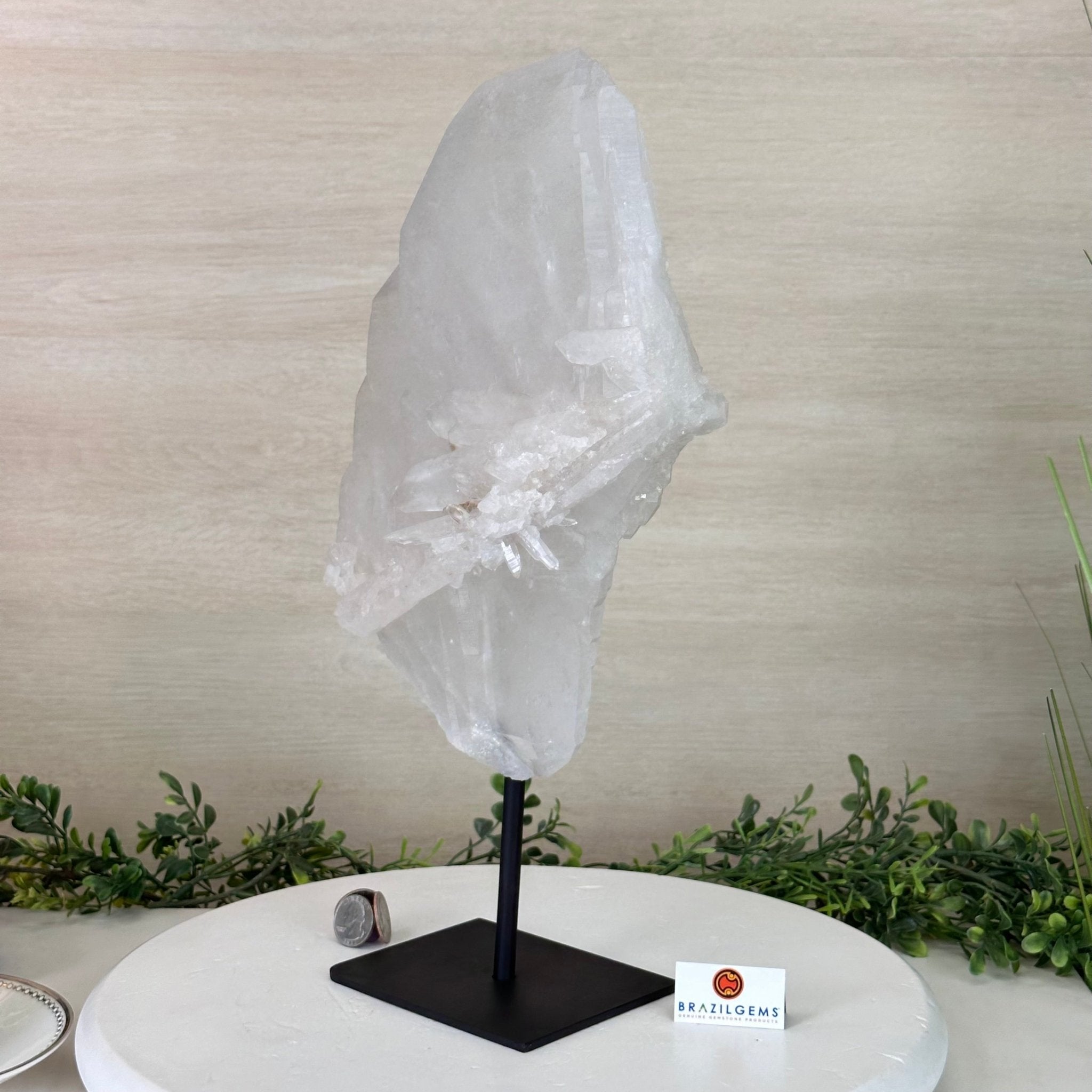 Clear Quartz Crystal Point on a Metal Stand, 9.3 lbs & 15.9" Tall #3122CQ - 020 - Brazil GemsBrazil GemsClear Quartz Crystal Point on a Metal Stand, 9.3 lbs & 15.9" Tall #3122CQ - 020Crystal Points3122CQ - 020