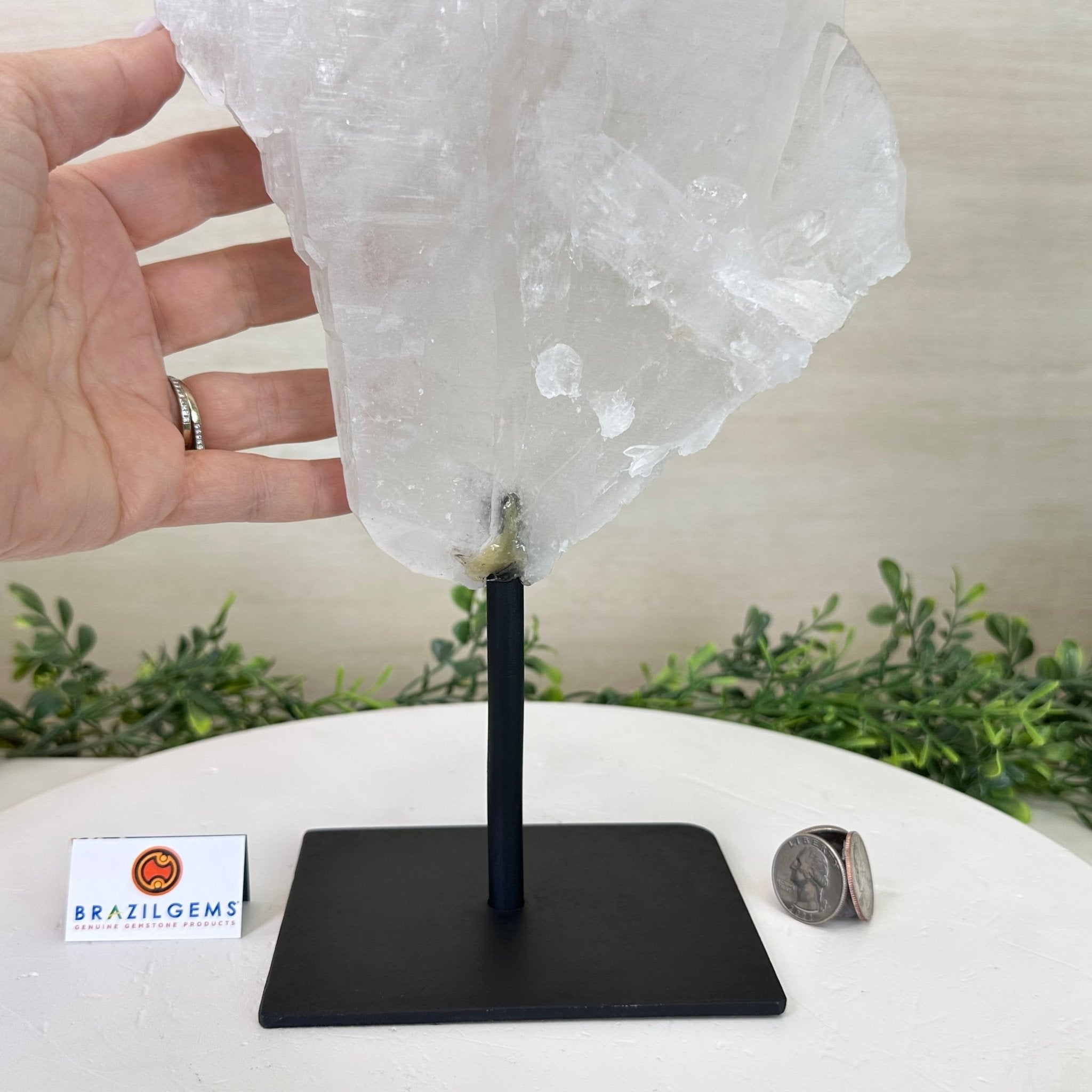 Clear Quartz Crystal Point on a Metal Stand, 9.3 lbs & 15.9" Tall #3122CQ - 020 - Brazil GemsBrazil GemsClear Quartz Crystal Point on a Metal Stand, 9.3 lbs & 15.9" Tall #3122CQ - 020Crystal Points3122CQ - 020