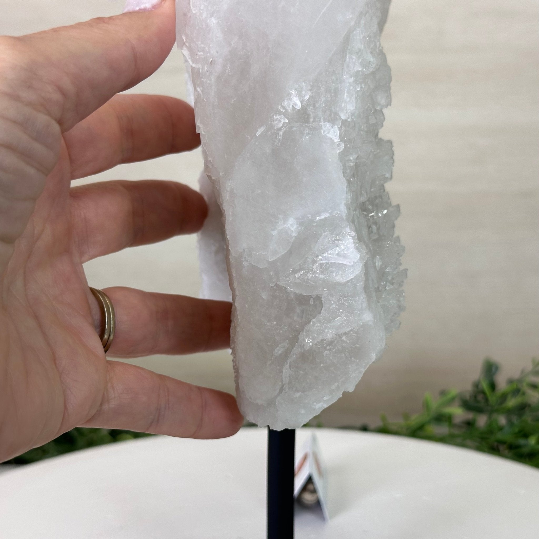 Clear Quartz Crystal Point on a Metal Stand, 9.8 lbs & 13.9" Tall #3122CQ - 028 - Brazil GemsBrazil GemsClear Quartz Crystal Point on a Metal Stand, 9.8 lbs & 13.9" Tall #3122CQ - 028Crystal Points3122CQ - 028