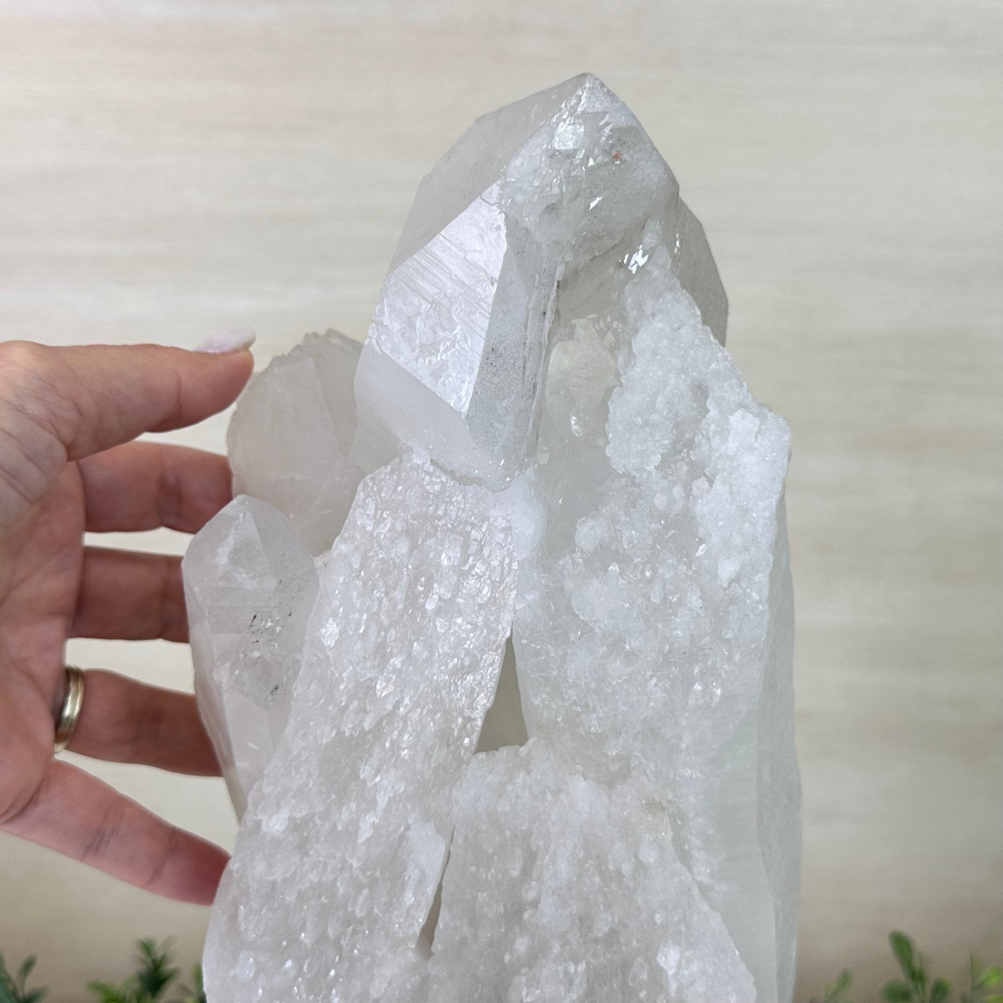 Clear Quartz Crystal Point on a Metal Stand, 9.8 lbs & 13.9" Tall #3122CQ - 028 - Brazil GemsBrazil GemsClear Quartz Crystal Point on a Metal Stand, 9.8 lbs & 13.9" Tall #3122CQ - 028Crystal Points3122CQ - 028