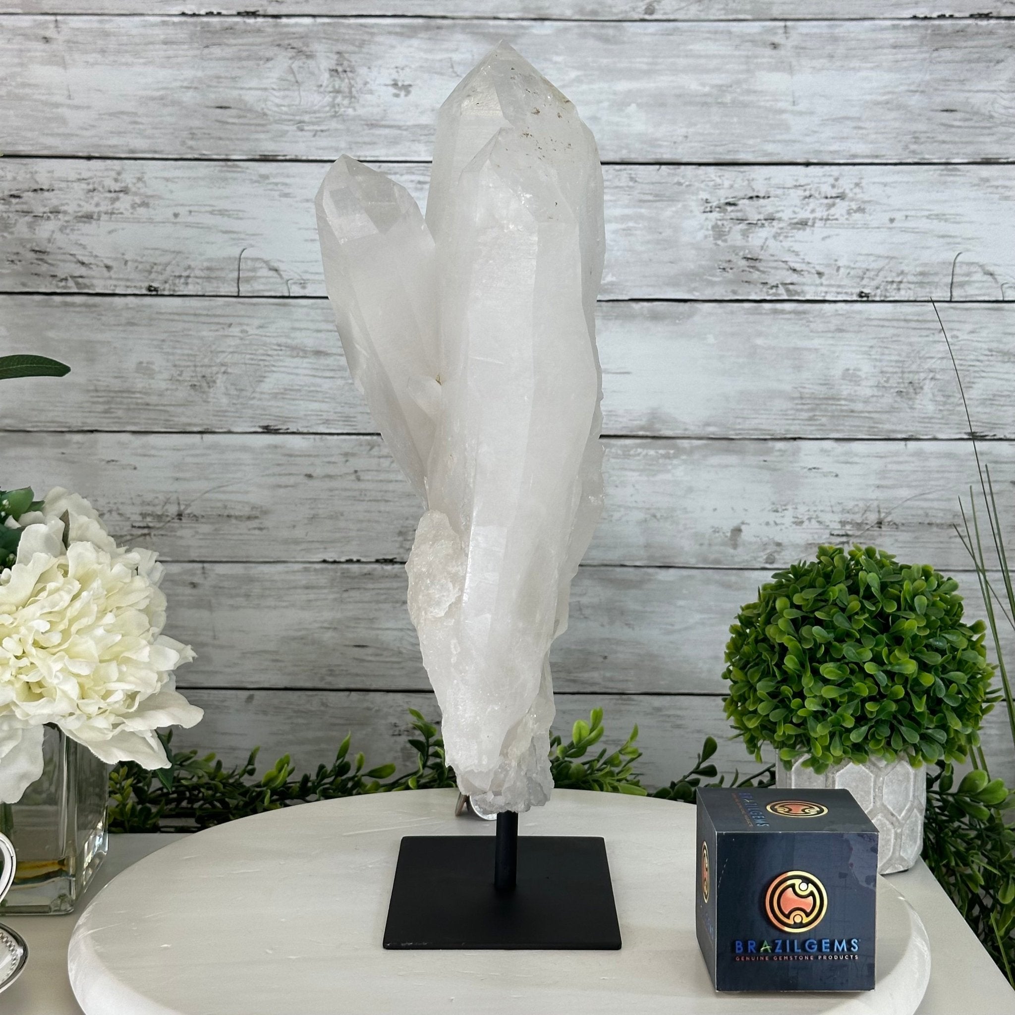 Clear Quartz Crystal Point on Fixed Base, 13.5 lbs & 15.1" Tall #3122CQ-012 - Brazil GemsBrazil GemsClear Quartz Crystal Point on Fixed Base, 13.5 lbs & 15.1" Tall #3122CQ-012Crystal Points3122CQ-012