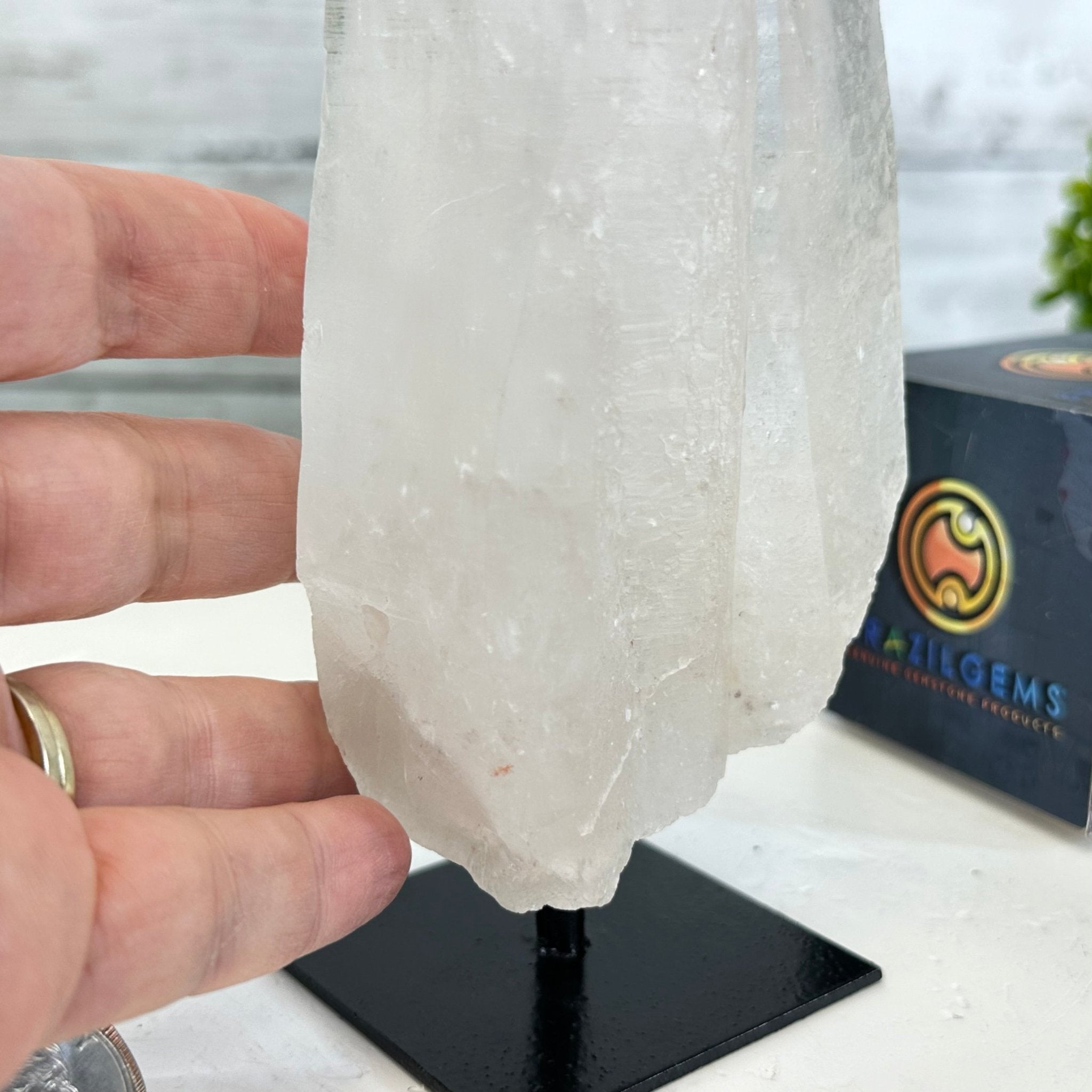 Clear Quartz Crystal Point on Fixed Base, 1.8 lbs & 6.4" Tall #3122CQ-005 - Brazil GemsBrazil GemsClear Quartz Crystal Point on Fixed Base, 1.8 lbs & 6.4" Tall #3122CQ-005Crystal Points3122CQ-005