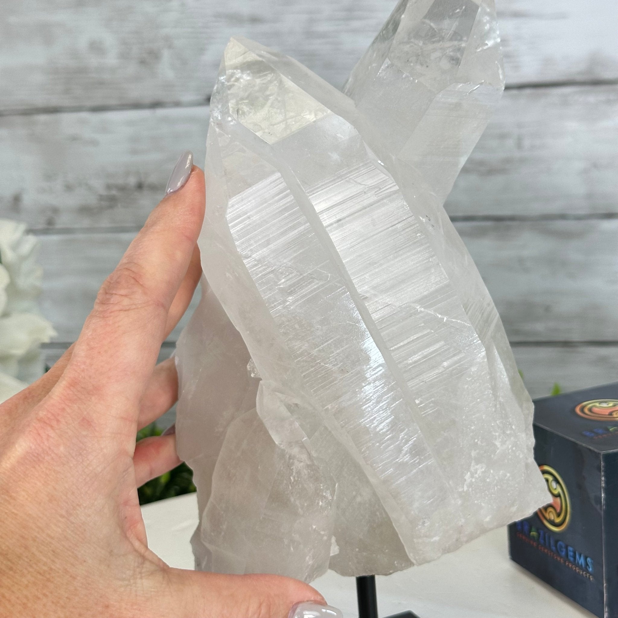 Clear Quartz Crystal Point on Fixed Base, 4.2 lbs & 8.9" Tall #3122CQ-007 - Brazil GemsBrazil GemsClear Quartz Crystal Point on Fixed Base, 4.2 lbs & 8.9" Tall #3122CQ-007Crystal Points3122CQ-007