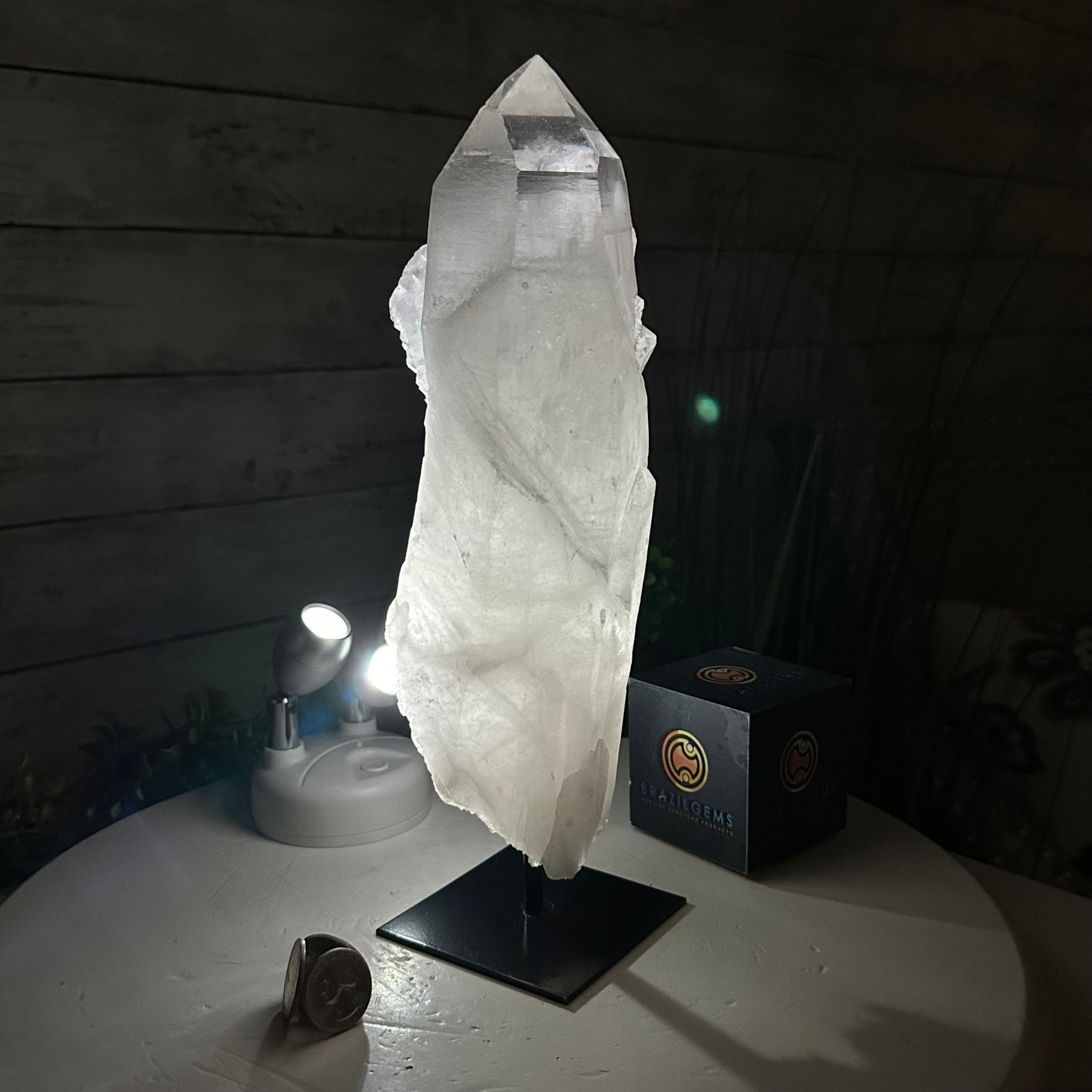 Clear Quartz Crystal Point on Fixed Base, 4.9 lbs & 11.5" Tall #3122CQ-009 - Brazil GemsBrazil GemsClear Quartz Crystal Point on Fixed Base, 4.9 lbs & 11.5" Tall #3122CQ-009Crystal Points3122CQ-009