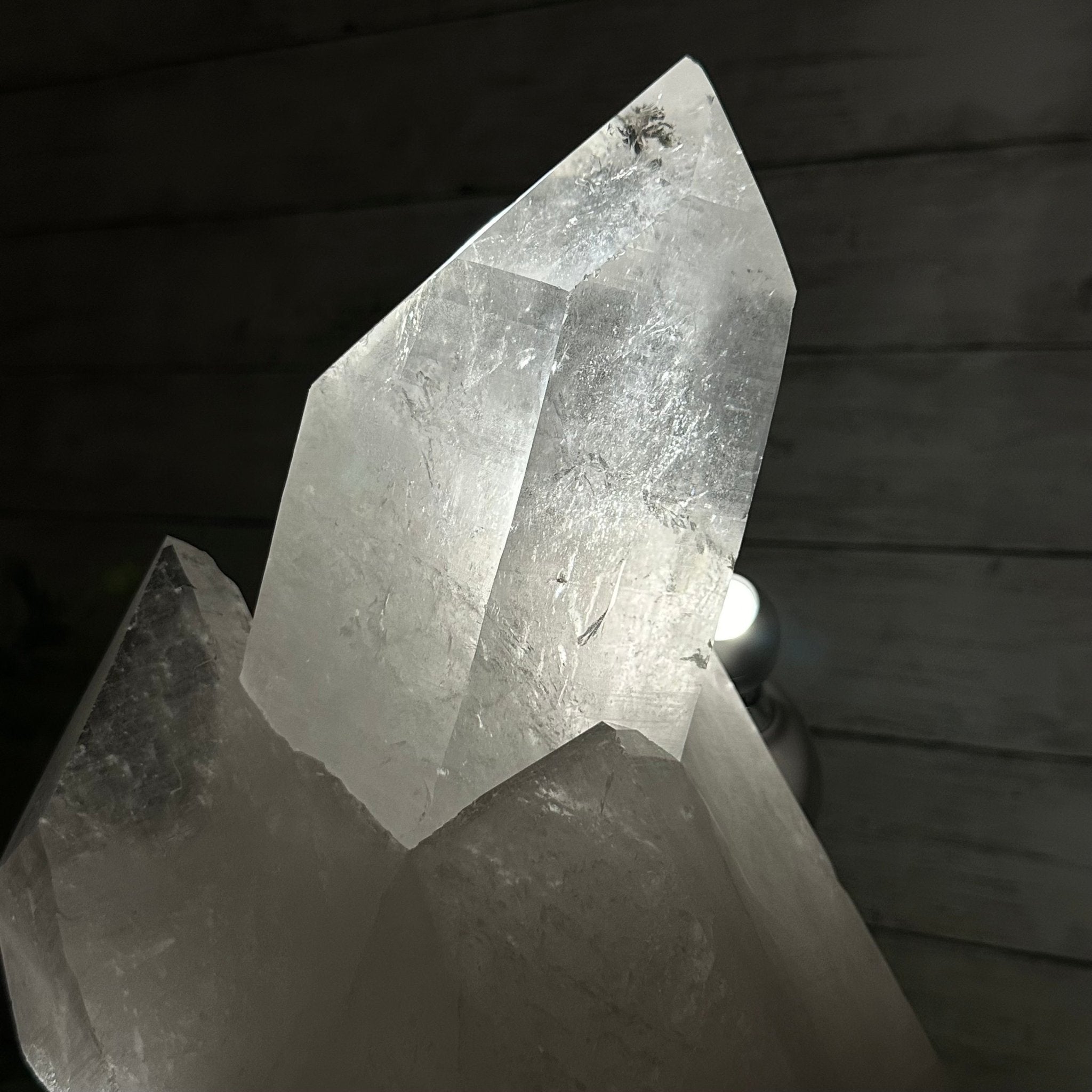 Clear Quartz Crystal Point on Rotating Base, 38.7 lbs & 20.5" Tall #3120CQ-007 - Brazil GemsBrazil GemsClear Quartz Crystal Point on Rotating Base, 38.7 lbs & 20.5" Tall #3120CQ-007Crystal Points3120CQ-007