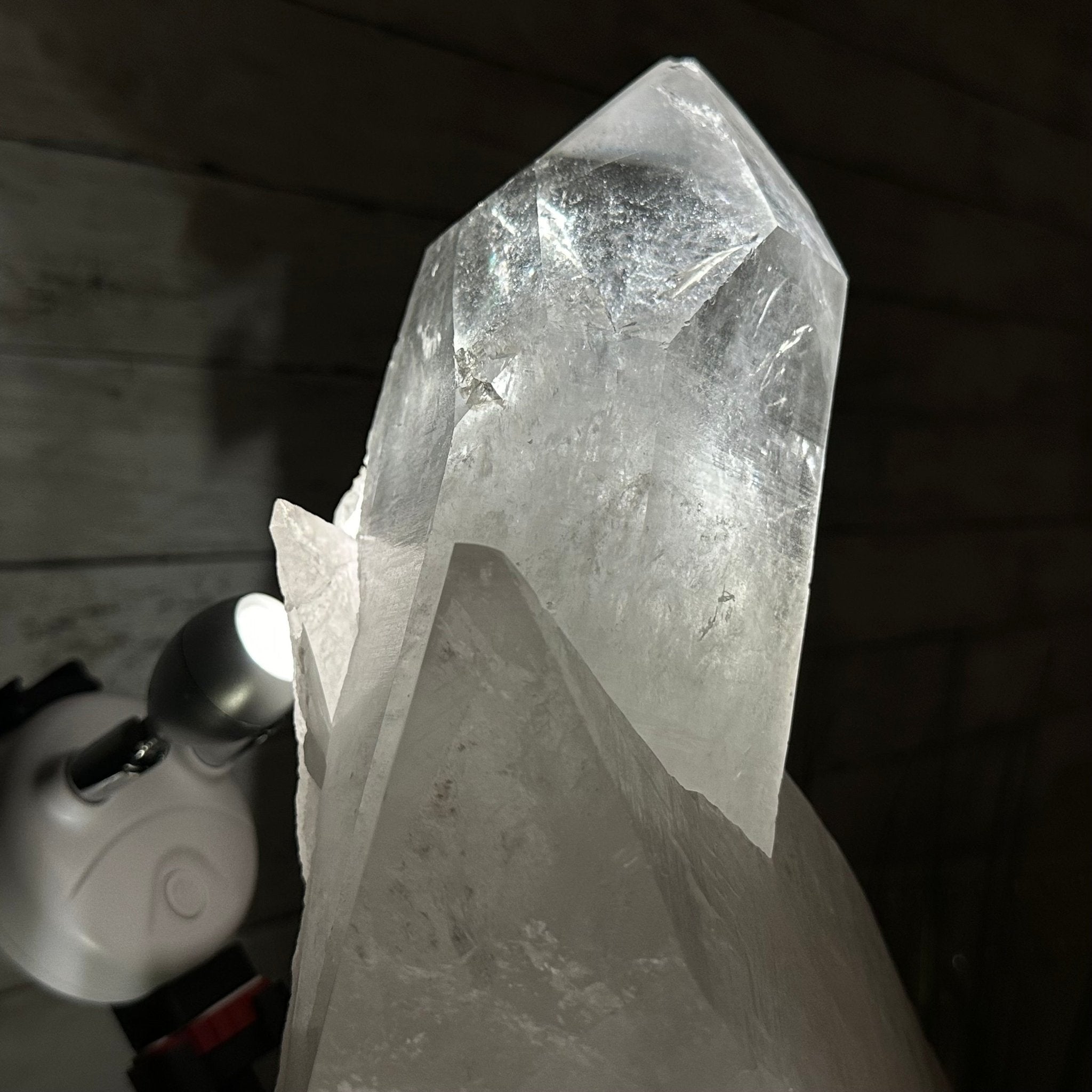 Clear Quartz Crystal Point on Rotating Base, 38.7 lbs & 20.5" Tall #3120CQ-007 - Brazil GemsBrazil GemsClear Quartz Crystal Point on Rotating Base, 38.7 lbs & 20.5" Tall #3120CQ-007Crystal Points3120CQ-007