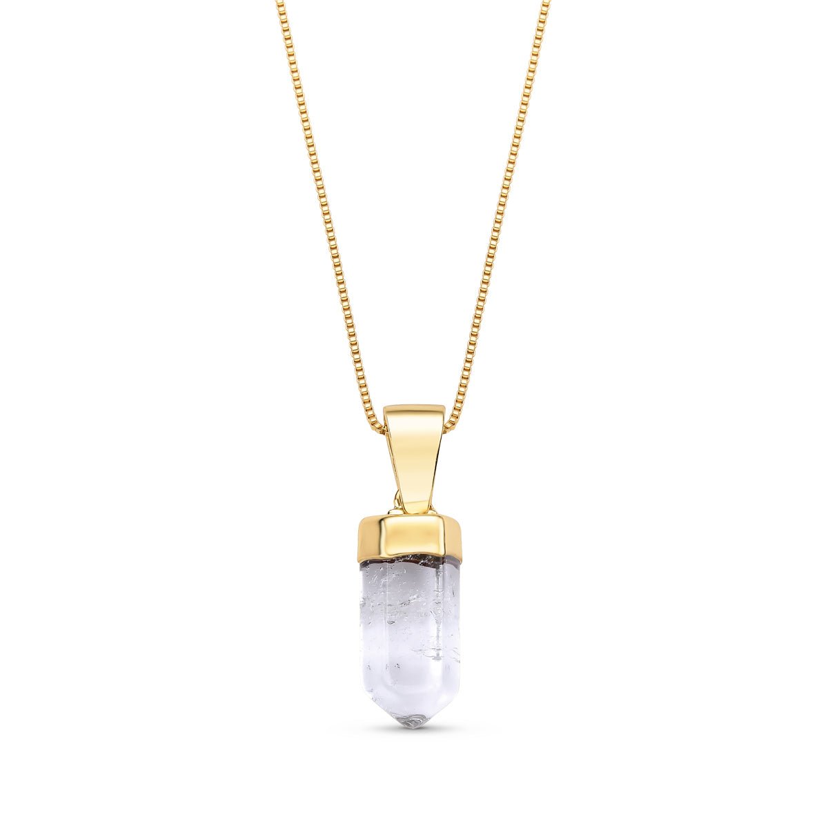 Clear Quartz Polished Point 18K Gold Plated Necklace - Brazil GemsBrazil GemsClear Quartz Polished Point 18K Gold Plated NecklaceNecklace12GP0975 - 108