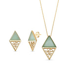 Double Triangles Gold Plated Necklace & Earring Set w/ Natural Gemstones - Brazil GemsBrazil GemsDouble Triangles Gold Plated Necklace & Earring Set w/ Natural GemstonesNecklace & Earring Set14GP6026 - 112