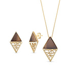 Double Triangles Gold Plated Necklace & Earring Set w/ Natural Gemstones - Brazil GemsBrazil GemsDouble Triangles Gold Plated Necklace & Earring Set w/ Natural GemstonesNecklace & Earring Set14GP6026 - 132