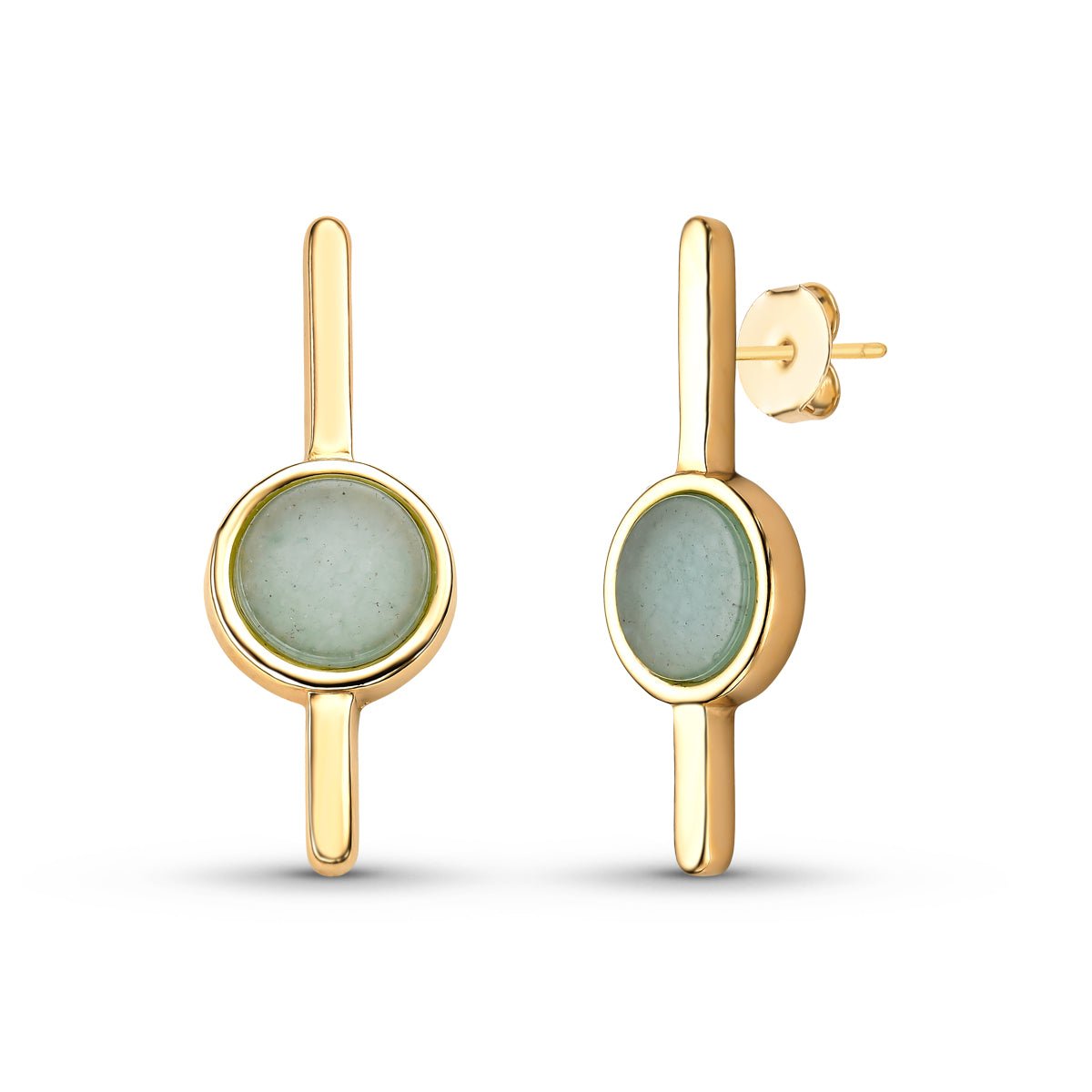 Drop Style 18K Gold Plated Earrings w/ Round Natural Gemstones - Brazil GemsBrazil GemsDrop Style 18K Gold Plated Earrings w/ Round Natural GemstonesEarrings11GP9980 - 112