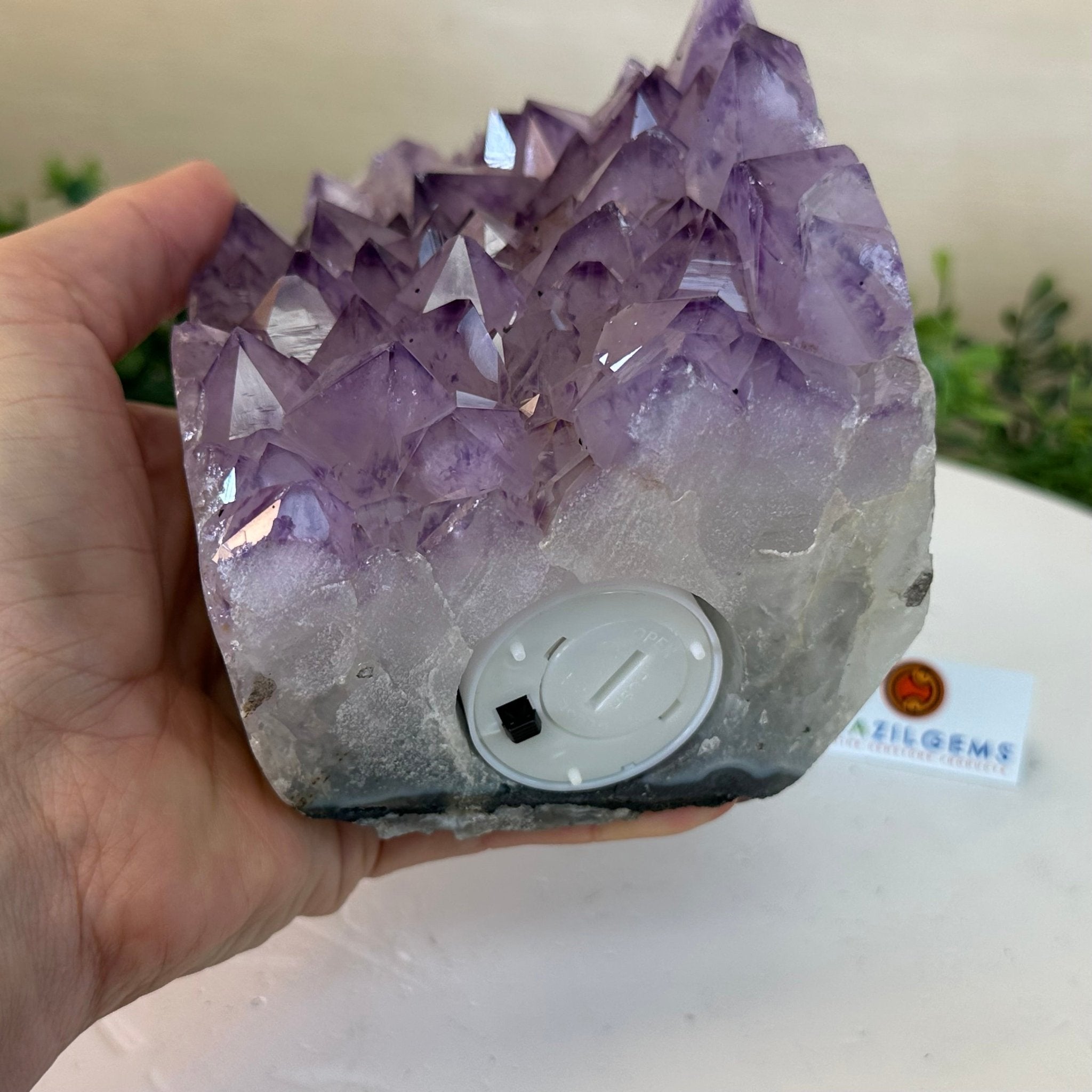 Drusy Amethyst Night Light 4.1 lbs & 6.7" Tall #5800AM - 014 - Brazil GemsBrazil GemsDrusy Amethyst Night Light 4.1 lbs & 6.7" Tall #5800AM - 014Night Lights5800AM - 014