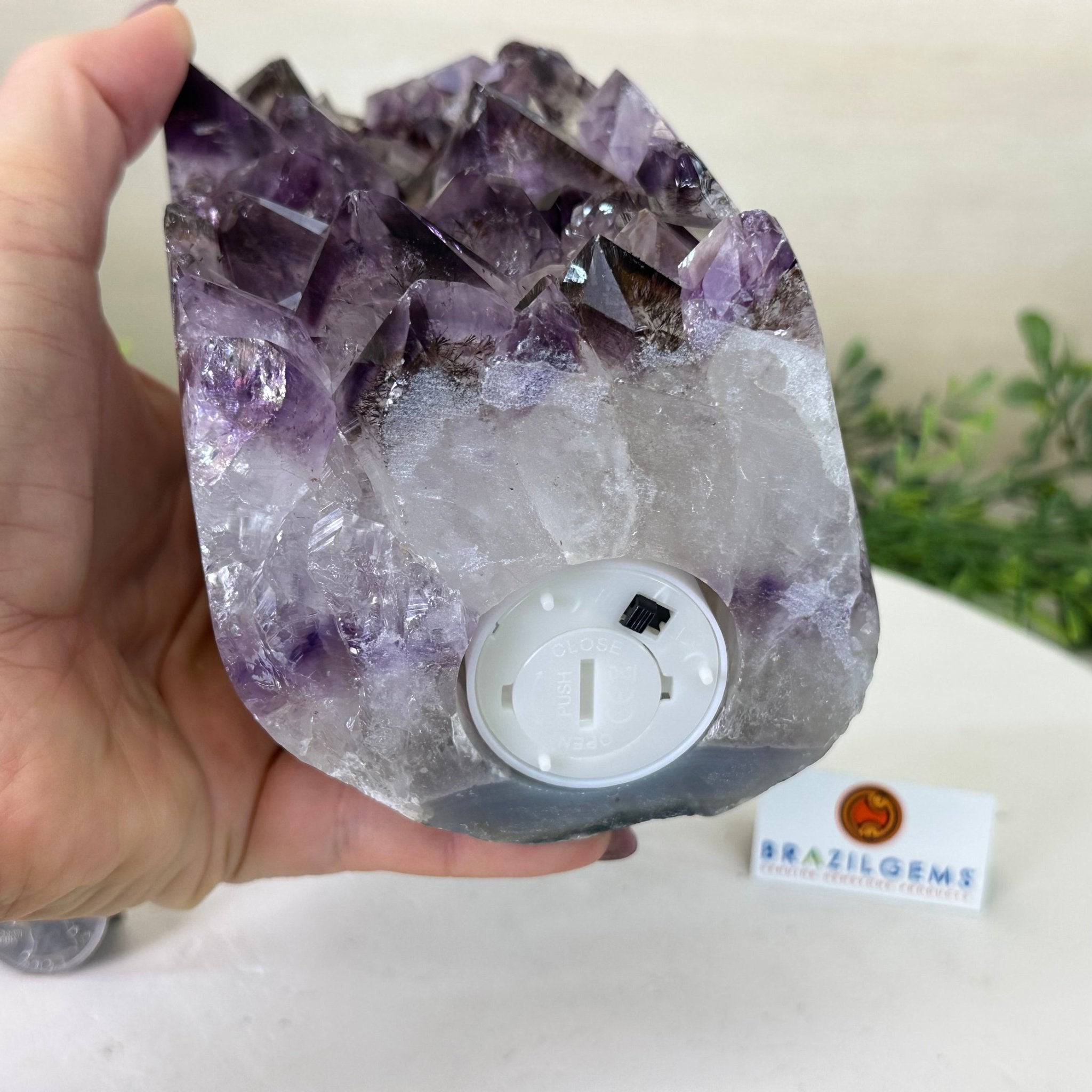 Drusy Amethyst Night Light 4.9 lbs & 6.3" Tall #5800AM - 023 - Brazil GemsBrazil GemsDrusy Amethyst Night Light 4.9 lbs & 6.3" Tall #5800AM - 023Night Lights5800AM - 023