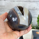 Druzy Agate Sphere on a Metal Stand, 2.5 lbs & 7.7" Tall #5634 - 0011 - Brazil GemsBrazil GemsDruzy Agate Sphere on a Metal Stand, 2.5 lbs & 7.7" Tall #5634 - 0011Spheres5634 - 0011