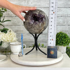 Druzy Amethyst Sphere on a Metal Base, 15.1 lbs & 13" Tall #5630-0076 - Brazil GemsBrazil GemsDruzy Amethyst Sphere on a Metal Base, 15.1 lbs & 13" Tall #5630-0076Spheres5630-0076