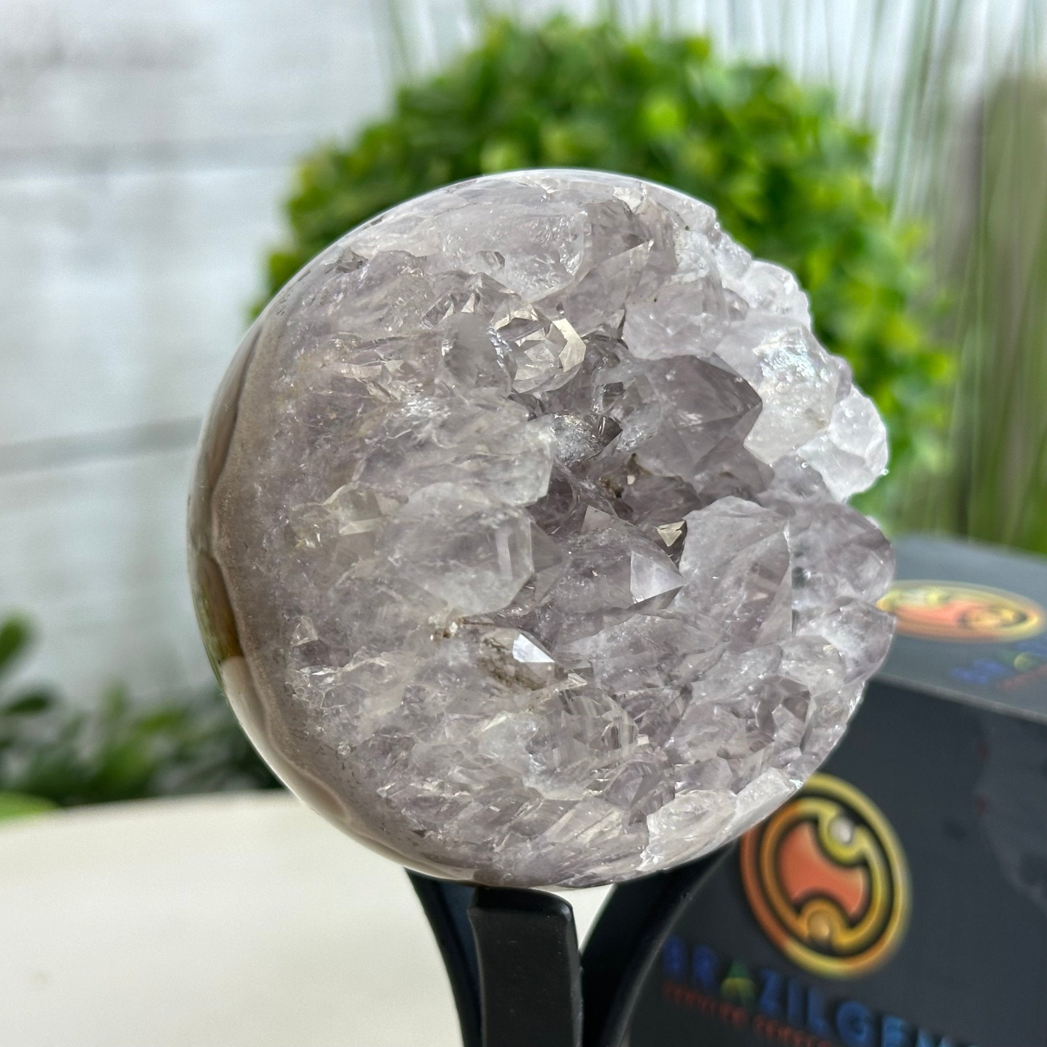 Druzy Amethyst Sphere on a Metal Stand, 0.7 lbs & 5.1" Tall #5630-0029 - Brazil GemsBrazil GemsDruzy Amethyst Sphere on a Metal Stand, 0.7 lbs & 5.1" Tall #5630-0029Spheres5630-0029