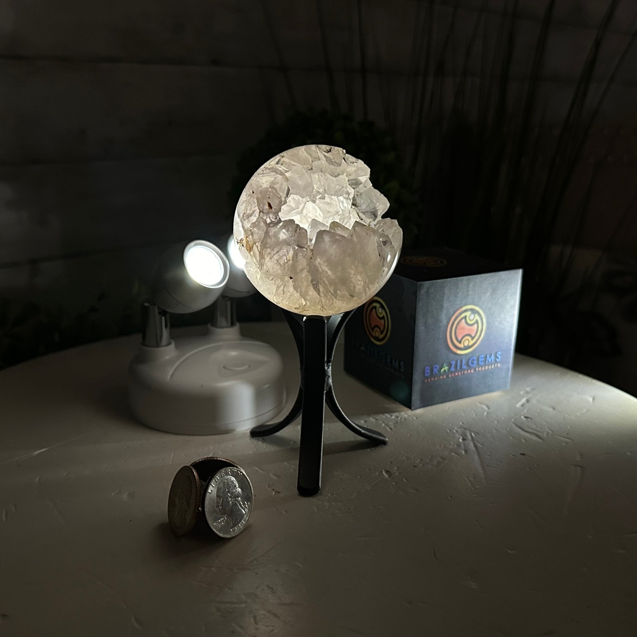 Druzy Amethyst Sphere on a Metal Stand, 0.7 lbs & 5.1" Tall #5630-0030 - Brazil GemsBrazil GemsDruzy Amethyst Sphere on a Metal Stand, 0.7 lbs & 5.1" Tall #5630-0030Spheres5630-0030