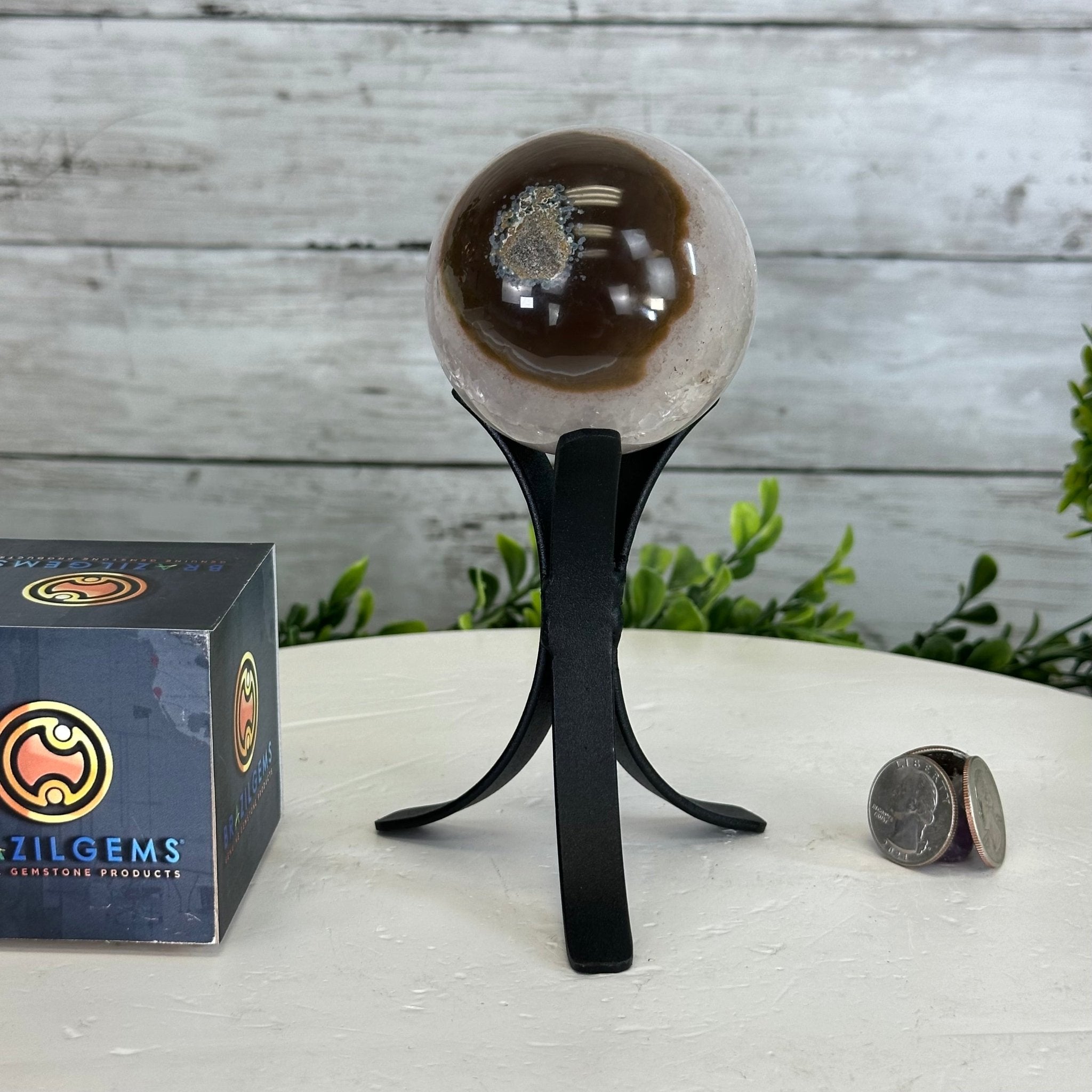 Druzy Amethyst Sphere on a Metal Stand, 0.7 lbs & 6.1" Tall #5630-0031 - Brazil GemsBrazil GemsDruzy Amethyst Sphere on a Metal Stand, 0.7 lbs & 6.1" Tall #5630-0031Spheres5630-0031