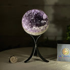 Druzy Amethyst Sphere on a Metal Stand, 2.3 lbs & 7.5" Tall #5630-0046 - Brazil GemsBrazil GemsDruzy Amethyst Sphere on a Metal Stand, 2.3 lbs & 7.5" Tall #5630-0046Spheres5630-0046