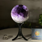 Druzy Amethyst Sphere on a Metal Stand, 2.5 lbs & 7.8" Tall #5630-0047 - Brazil GemsBrazil GemsDruzy Amethyst Sphere on a Metal Stand, 2.5 lbs & 7.8" Tall #5630-0047Spheres5630-0047
