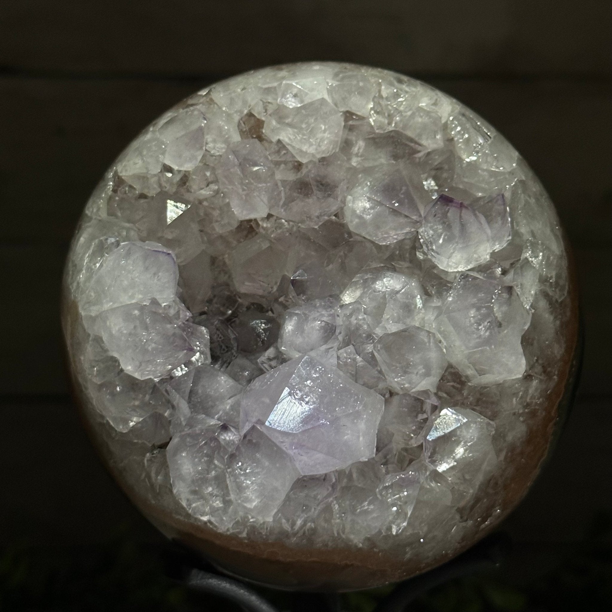 Druzy Amethyst Sphere on a Metal Stand, 4.1 lbs & 9" Tall #5630-0060 - Brazil GemsBrazil GemsDruzy Amethyst Sphere on a Metal Stand, 4.1 lbs & 9" Tall #5630-0060Spheres5630-0060