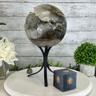 Druzy White Amethyst Sphere on a Metal Base, 14.7 lbs & 12.7" Tall #5630-0075 - Brazil GemsBrazil GemsDruzy White Amethyst Sphere on a Metal Base, 14.7 lbs & 12.7" Tall #5630-0075Spheres5630-0075