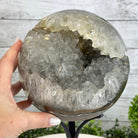 Druzy White Amethyst Sphere on a Metal Base, 14.7 lbs & 12.7" Tall #5630-0075 - Brazil GemsBrazil GemsDruzy White Amethyst Sphere on a Metal Base, 14.7 lbs & 12.7" Tall #5630-0075Spheres5630-0075