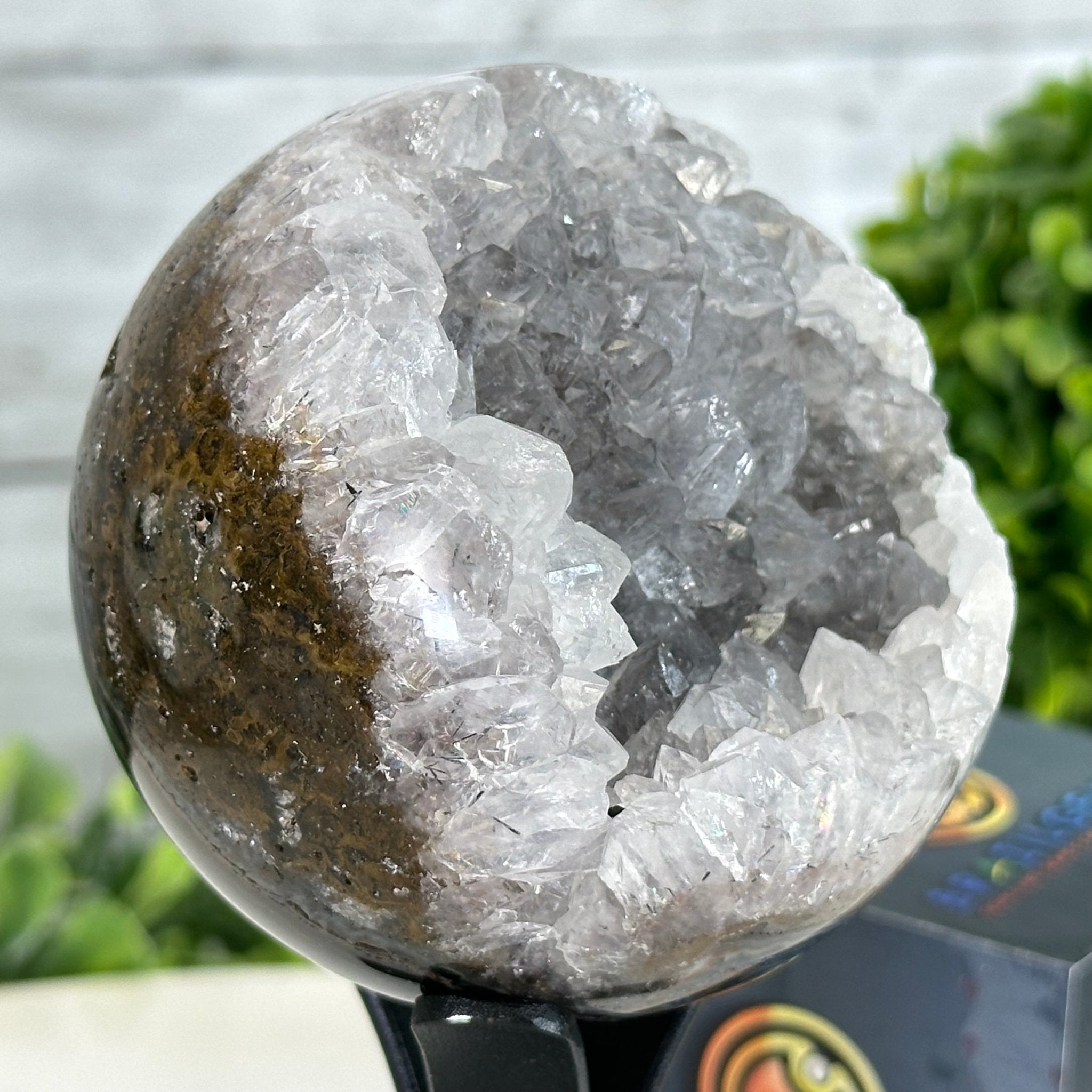 Druzy White Amethyst Sphere on a Metal Stand, 1.1 lbs & 6.7" Tall #5630-0037 - Brazil GemsBrazil GemsDruzy White Amethyst Sphere on a Metal Stand, 1.1 lbs & 6.7" Tall #5630-0037Spheres5630-0037