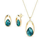 Emerald Teardrop 18K Gold Plated Necklace & Earring Set - Brazil GemsBrazil GemsEmerald Teardrop 18K Gold Plated Necklace & Earring SetNecklace & Earring Set14GP4529 - 109