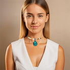 Emerald w/ White Rhodium 18K Gold Plated Choker Necklace & Earring Set - Brazil GemsBrazil GemsEmerald w/ White Rhodium 18K Gold Plated Choker Necklace & Earring SetNecklace & Earring Set14GP4108 - 109