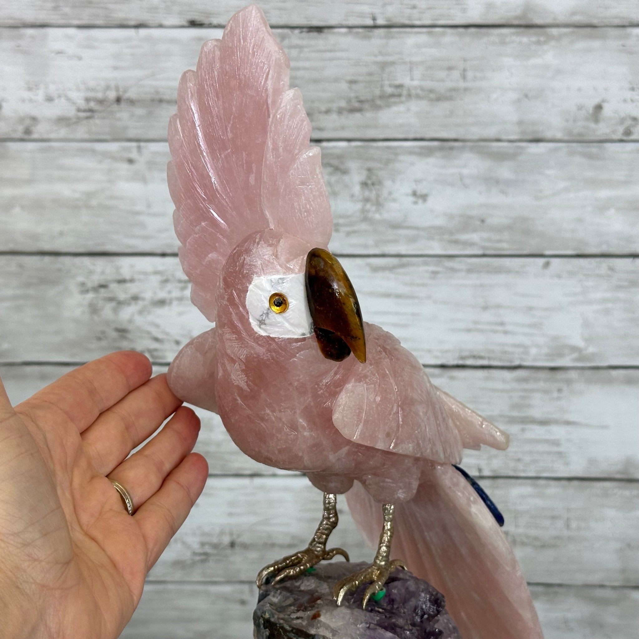 Hand-Carved Rose Quartz Cockatoo For Sale Brazil Gems® #3006 Hand-Carved Rose Quartz Cockatoo For Sale Brazil Gems® #3006