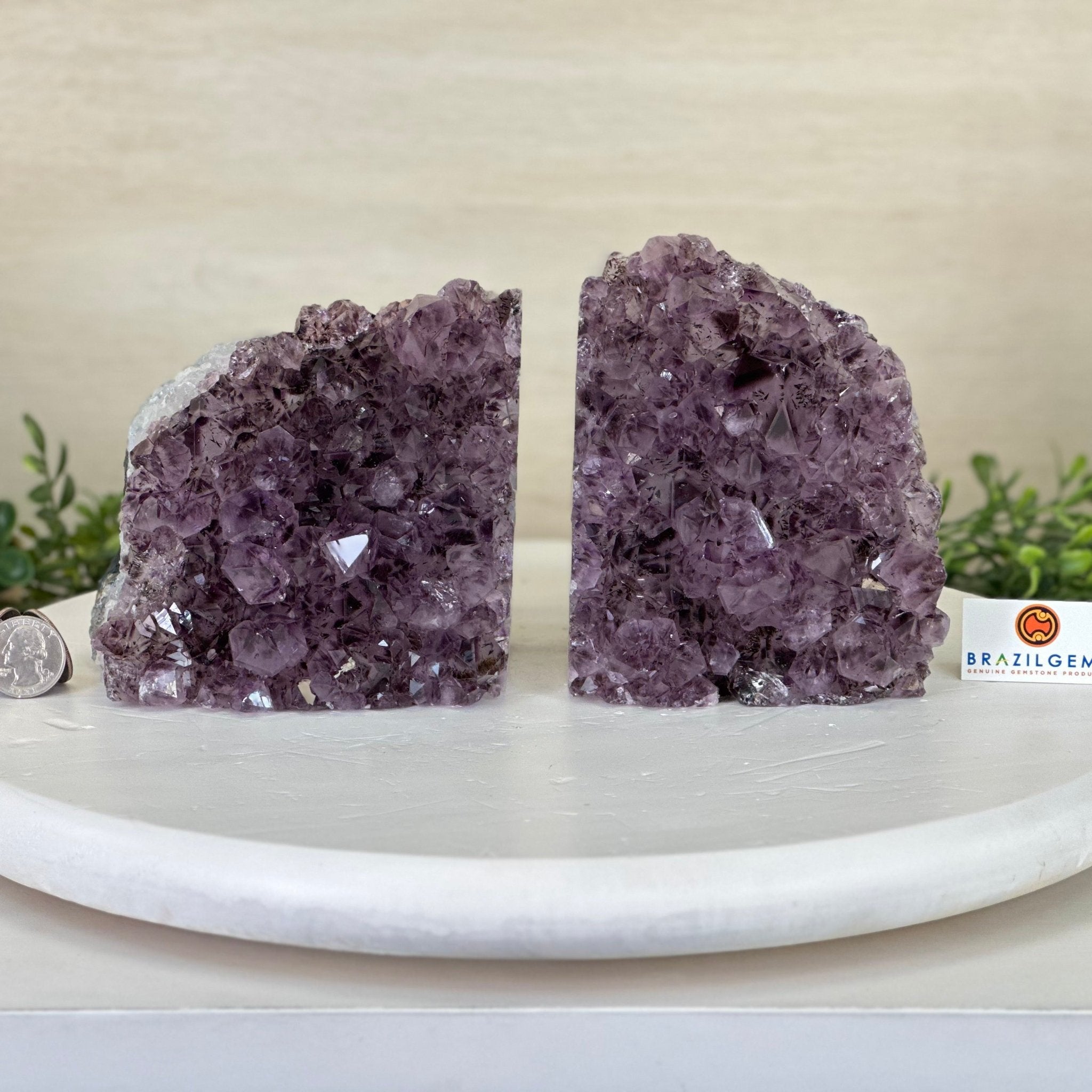 Extra Plus Amethyst Crystal Bookends, 11.2 lbs & 5.2" Tall #5151AM - 064 - Brazil GemsBrazil GemsExtra Plus Amethyst Crystal Bookends, 11.2 lbs & 5.2" Tall #5151AM - 064Bookends5151AM - 064