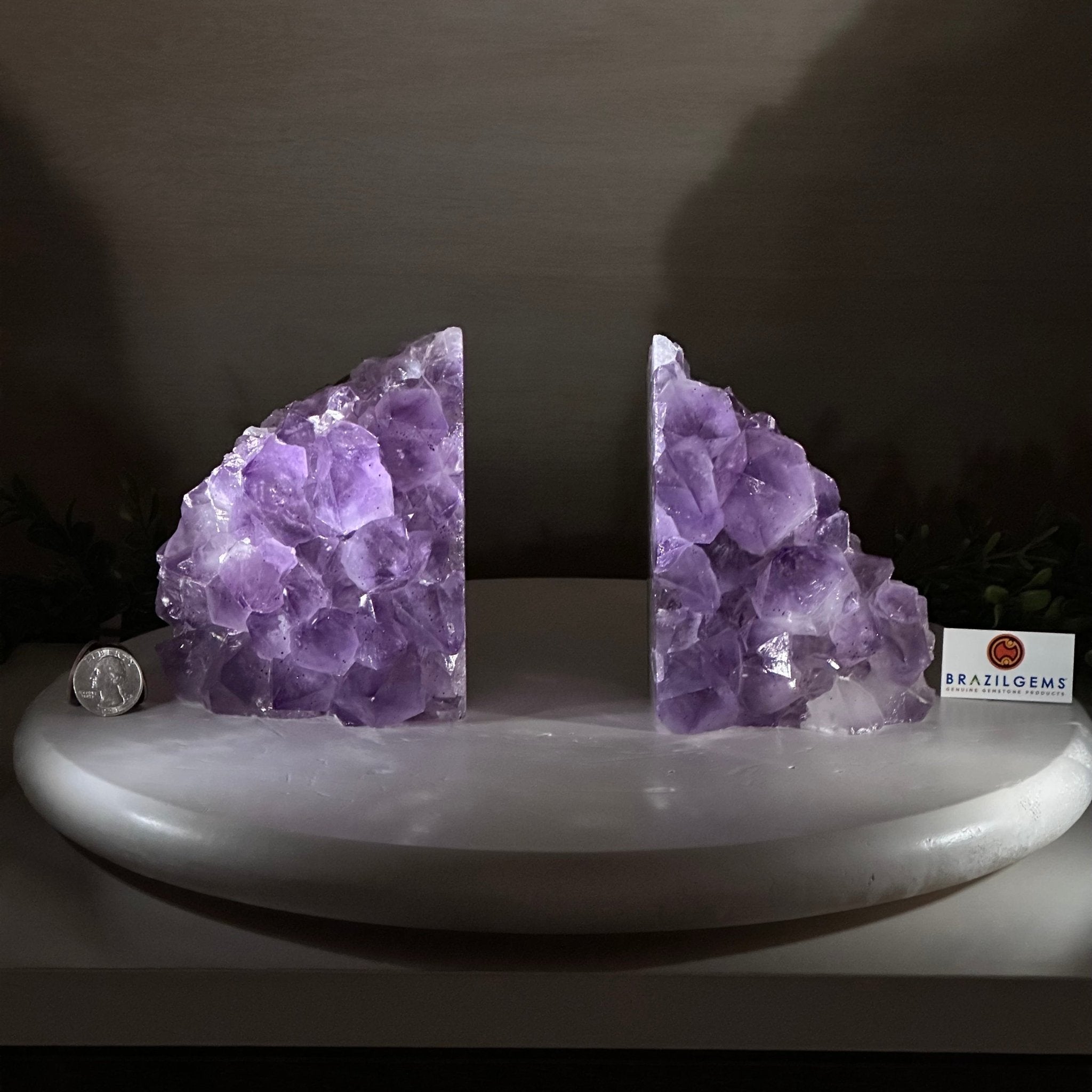 Extra Plus Amethyst Crystal Bookends, 6.9 lbs & 5.3" Tall #5151AM - 062 - Brazil GemsBrazil GemsExtra Plus Amethyst Crystal Bookends, 6.9 lbs & 5.3" Tall #5151AM - 062Bookends5151AM - 062