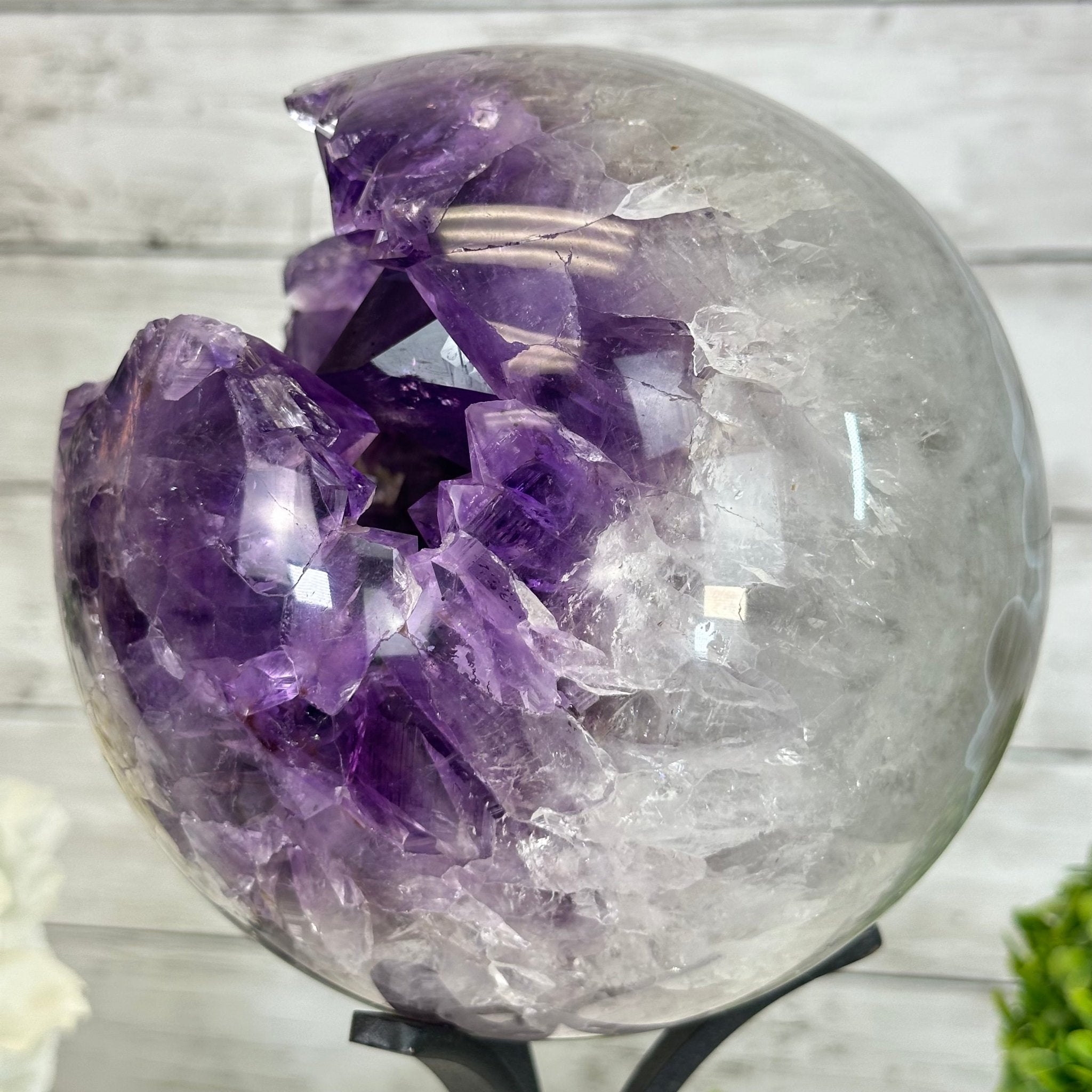 アメジスト　オブジェ Amethyst Sphere on a Metal Base by Brazil Gems® #5630-0072