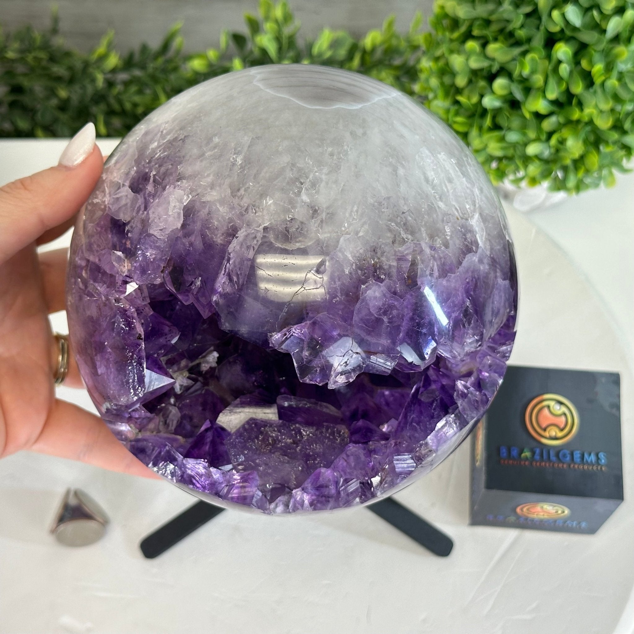 Amethyst Amethyst Sphere on a Metal Base by Brazil Gems® #5630-0072