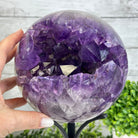 Extra Plus Druzy Amethyst Sphere on a Metal Base, 10.1 lbs & 12.1" Tall #5630-0072 - Brazil GemsBrazil GemsExtra Plus Druzy Amethyst Sphere on a Metal Base, 10.1 lbs & 12.1" Tall #5630-0072Spheres5630-0072