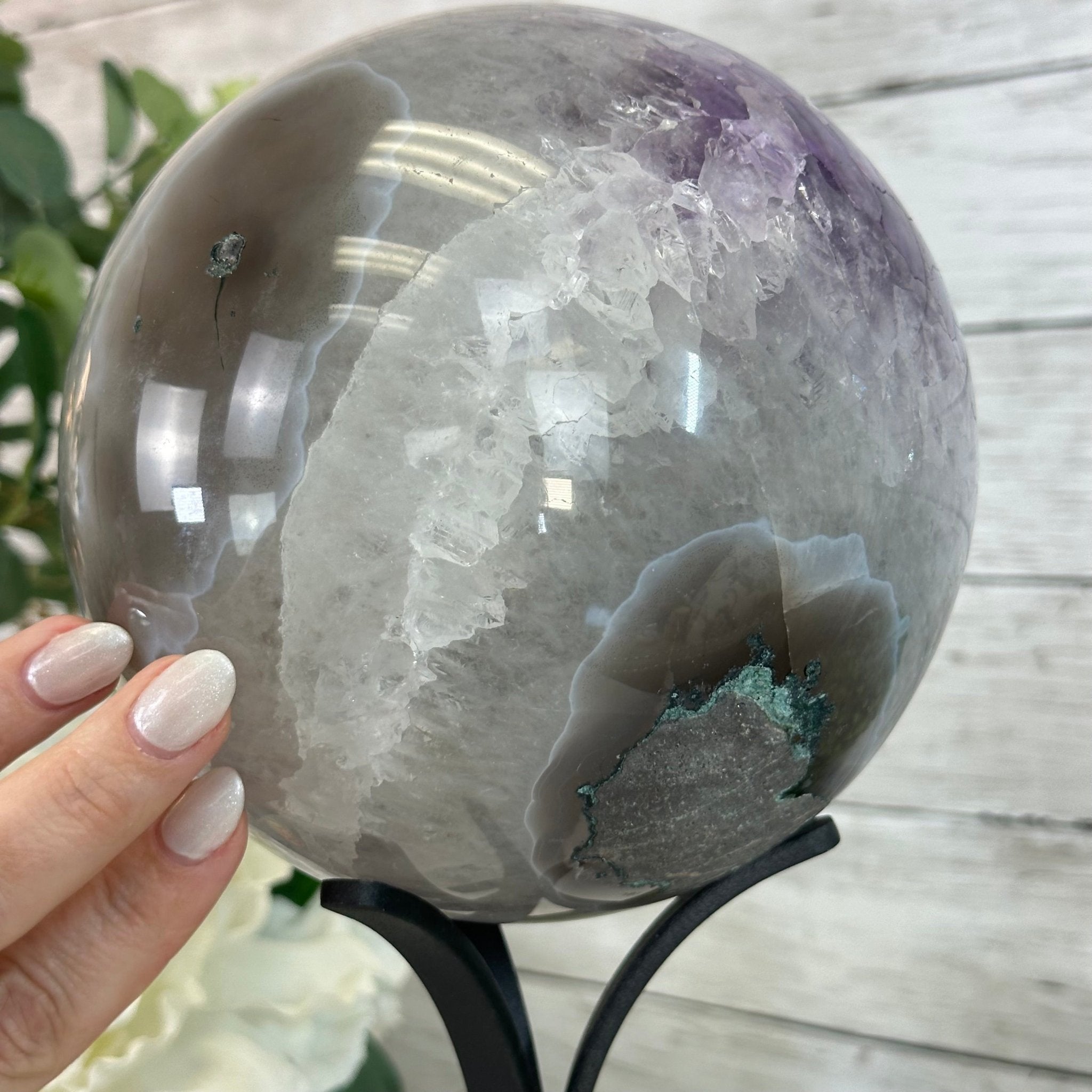 Amethyst Sphere on a Metal Base by Brazil Gems® #5630-0072