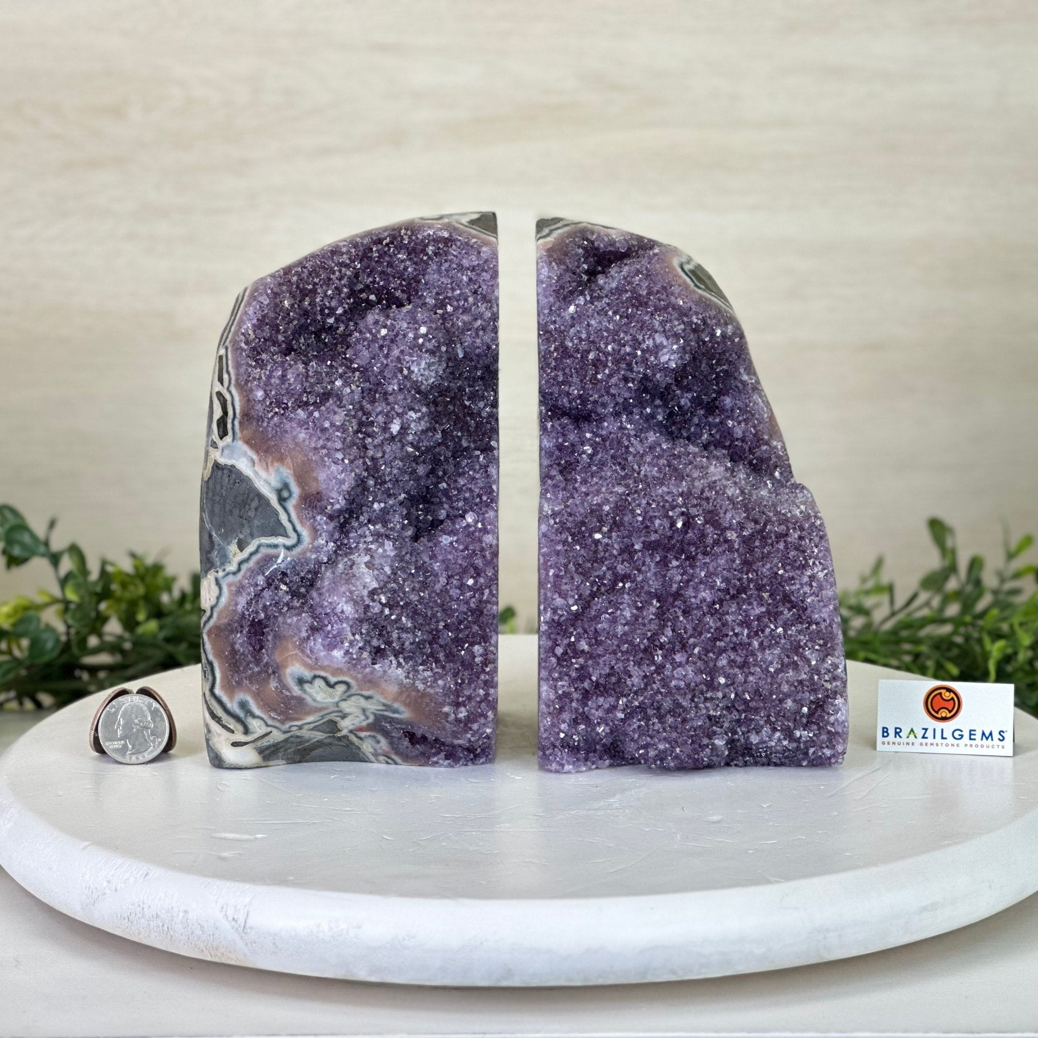 Extra Plus Quality Amethyst Bookends, 12.8 lbs & 7.2" Tall #5151AM - 092 - Brazil GemsBrazil GemsExtra Plus Quality Amethyst Bookends, 12.8 lbs & 7.2" Tall #5151AM - 092Bookends5151AM - 092