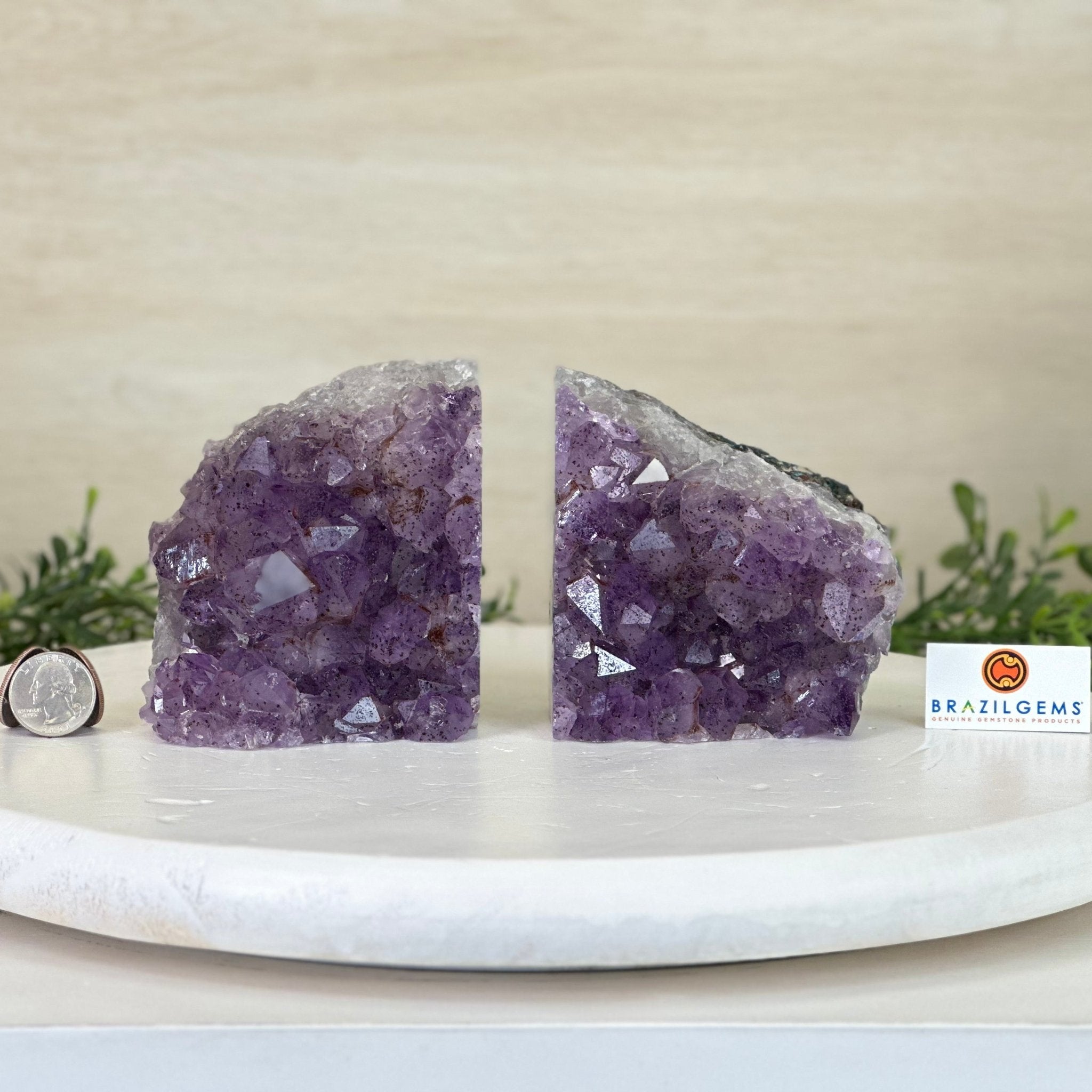 Extra Plus Quality Amethyst Bookends, 5.1 lbs & 4.1" Tall #5151AM - 067 - Brazil GemsBrazil GemsExtra Plus Quality Amethyst Bookends, 5.1 lbs & 4.1" Tall #5151AM - 067Bookends5151AM - 067