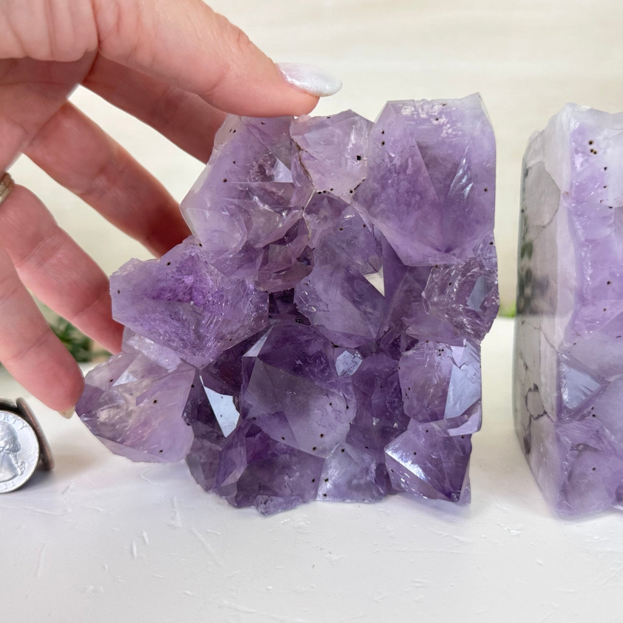 Extra Plus Quality Amethyst Bookends, 6.9 lbs & 4.1" Tall #5151AM - 068 - Brazil GemsBrazil GemsExtra Plus Quality Amethyst Bookends, 6.9 lbs & 4.1" Tall #5151AM - 068Bookends5151AM - 068