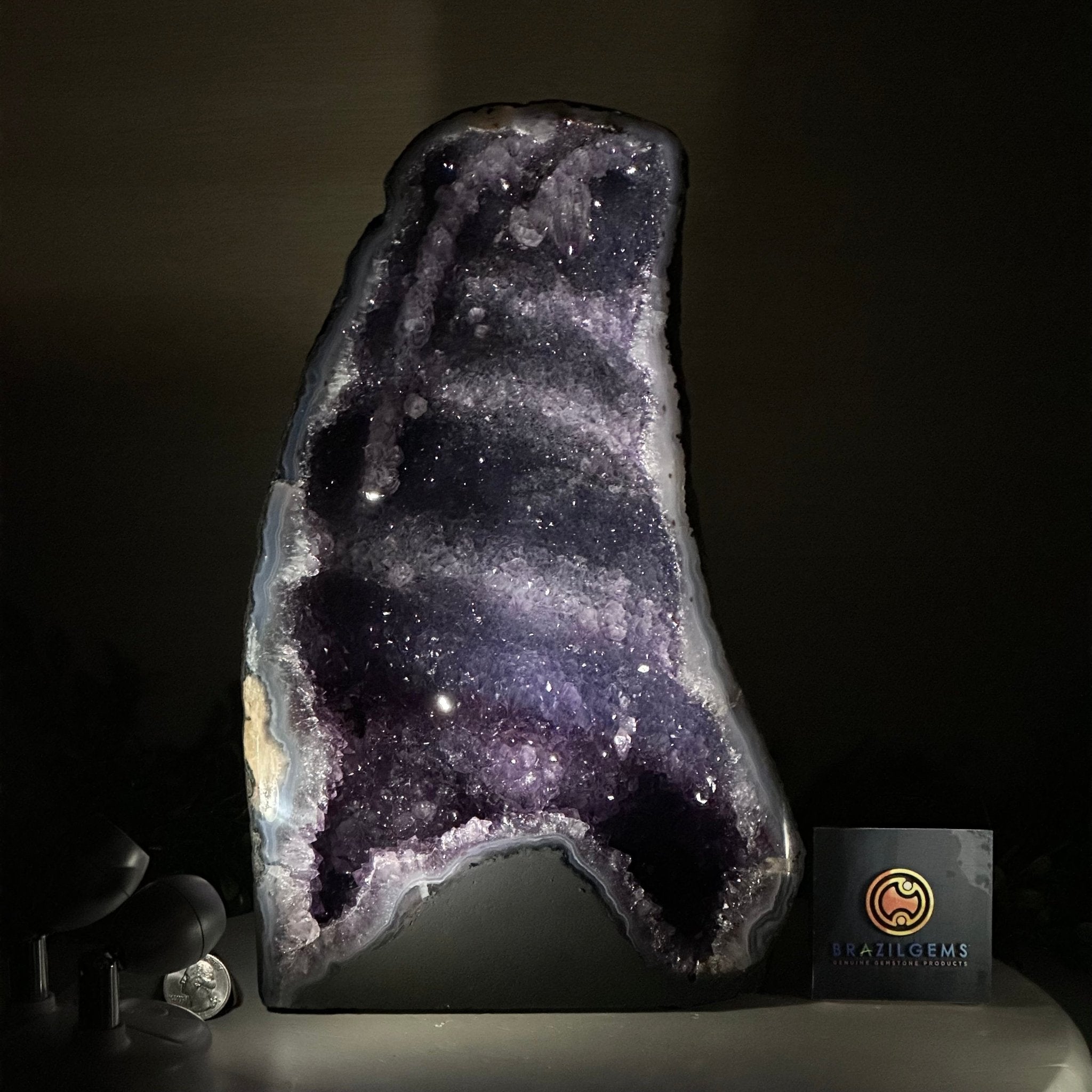 Extra Plus Quality Amethyst Cathedral, 13.7 lbs & 12.8" Tall #5601 - 1443 - Brazil GemsBrazil GemsExtra Plus Quality Amethyst Cathedral, 13.7 lbs & 12.8" Tall #5601 - 1443Cathedrals5601 - 1443