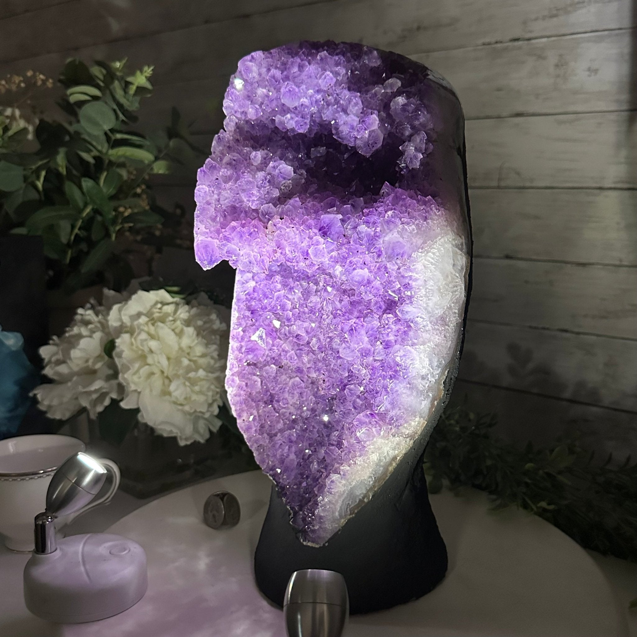 Extra Plus Quality Amethyst Cluster, Cement Base, 13.8" Tall #5614-0116 - Brazil GemsBrazil GemsExtra Plus Quality Amethyst Cluster, Cement Base, 13.8" Tall #5614-0116Clusters on Cement Bases5614-0116