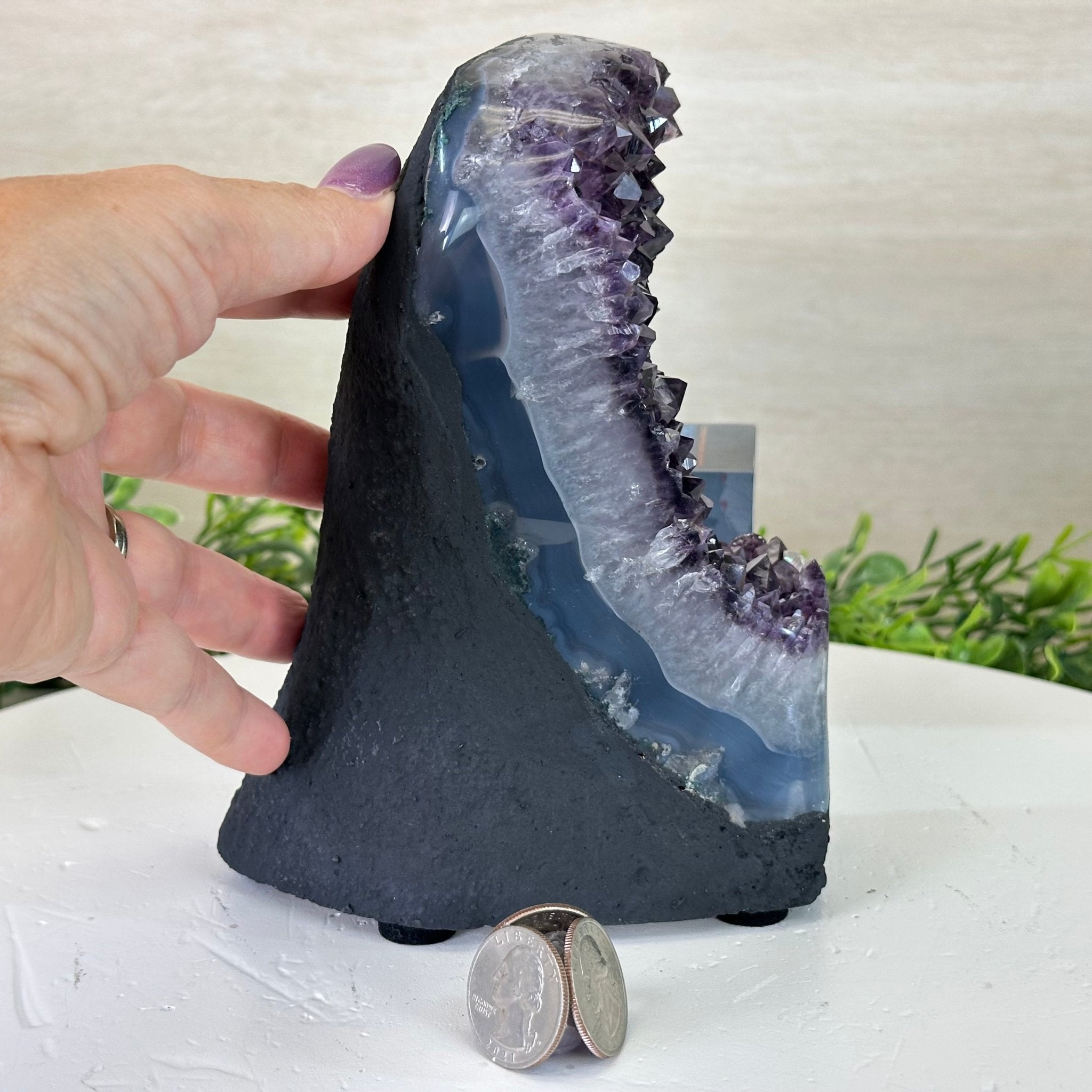 Extra Plus Quality Amethyst Cluster, Cement Base, 4.3 lbs & 6.8" Tall #5614 - 0122 - Brazil GemsBrazil GemsExtra Plus Quality Amethyst Cluster, Cement Base, 4.3 lbs & 6.8" Tall #5614 - 0122Clusters on Cement Bases5614 - 0122