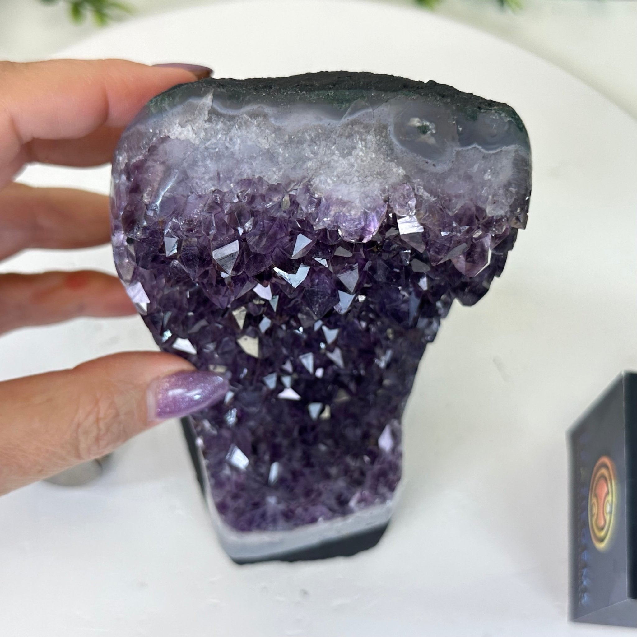 Extra Plus Quality Amethyst Cluster, Cement Base, 4.3 lbs & 6.8" Tall #5614 - 0122 - Brazil GemsBrazil GemsExtra Plus Quality Amethyst Cluster, Cement Base, 4.3 lbs & 6.8" Tall #5614 - 0122Clusters on Cement Bases5614 - 0122