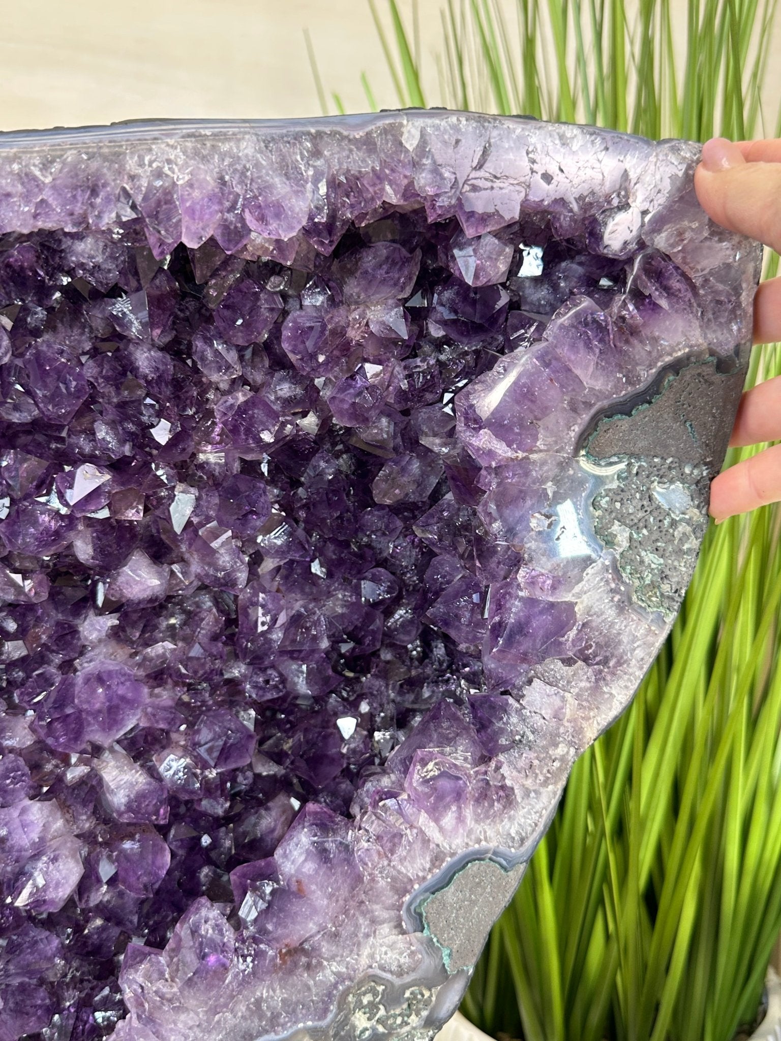 Extra Plus Quality Amethyst Clusters on Metal Stand, 152.1 lbs, 37.4" tall Model #5491 - 0035 - Brazil GemsBrazil GemsExtra Plus Quality Amethyst Clusters on Metal Stand, 152.1 lbs, 37.4" tall Model #5491 - 0035Clusters on Fixed Bases5491 - 0035