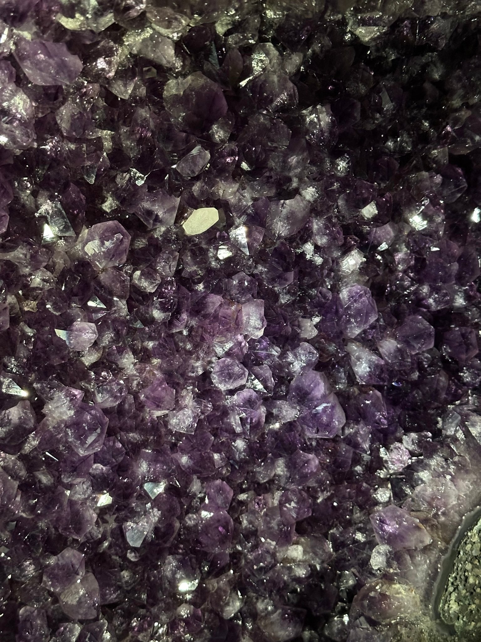 Extra Plus Quality Amethyst Clusters on Metal Stand, 152.1 lbs, 37.4" tall Model #5491 - 0035 - Brazil GemsBrazil GemsExtra Plus Quality Amethyst Clusters on Metal Stand, 152.1 lbs, 37.4" tall Model #5491 - 0035Clusters on Fixed Bases5491 - 0035