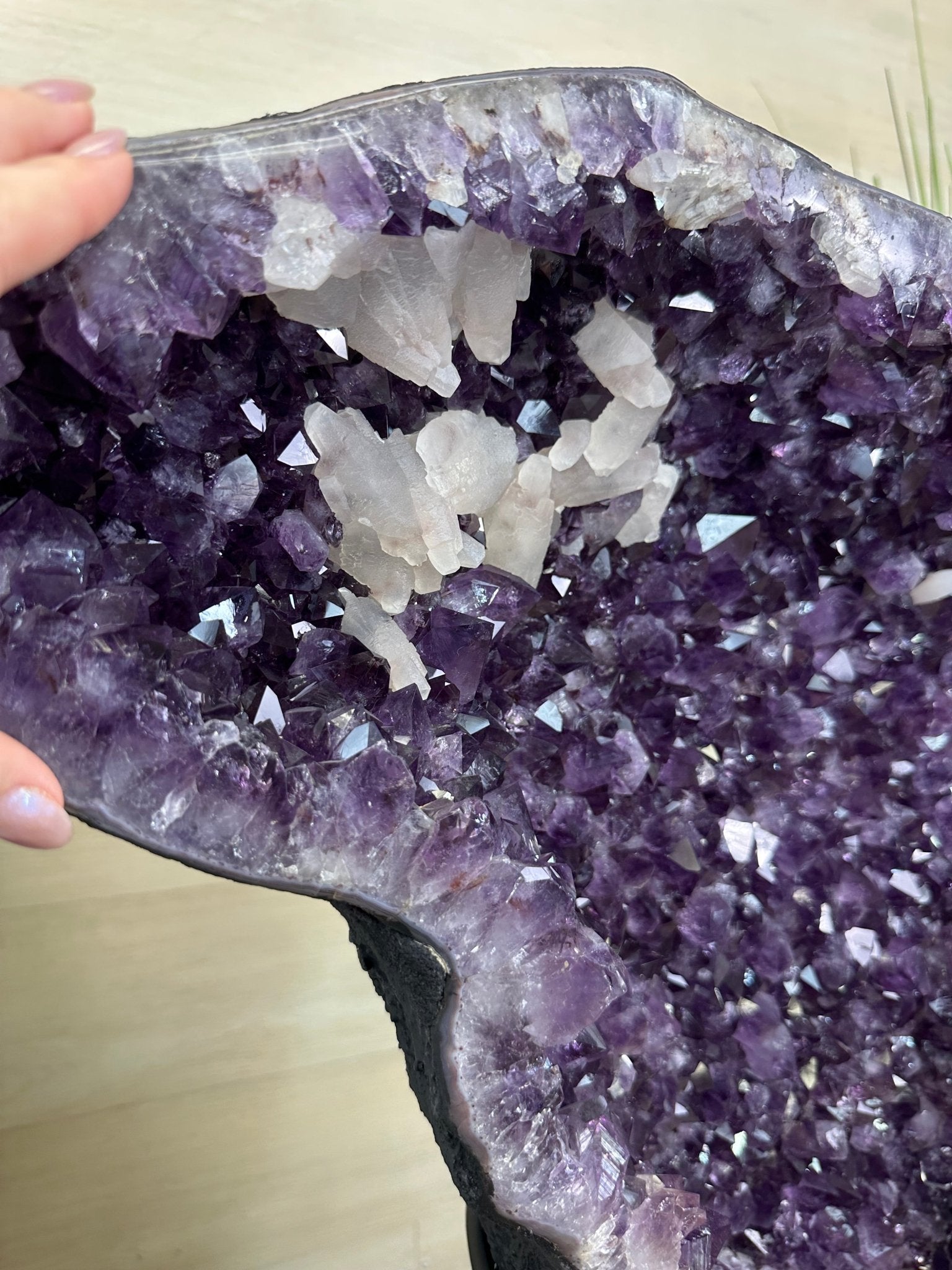Extra Plus Quality Amethyst Clusters on Metal Stand, 152.1 lbs, 37.4" tall Model #5491 - 0035 - Brazil GemsBrazil GemsExtra Plus Quality Amethyst Clusters on Metal Stand, 152.1 lbs, 37.4" tall Model #5491 - 0035Clusters on Fixed Bases5491 - 0035