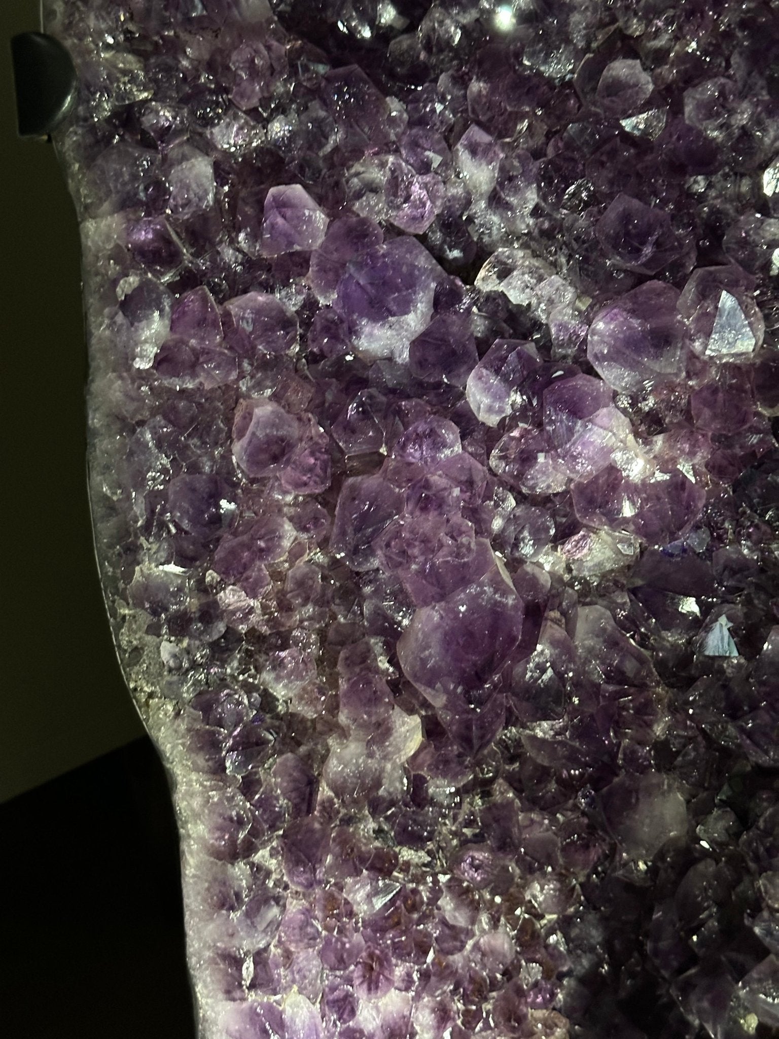 Extra Plus Quality Amethyst Clusters on Metal Stand, 152.1 lbs, 37.4" tall Model #5491 - 0035 - Brazil GemsBrazil GemsExtra Plus Quality Amethyst Clusters on Metal Stand, 152.1 lbs, 37.4" tall Model #5491 - 0035Clusters on Fixed Bases5491 - 0035